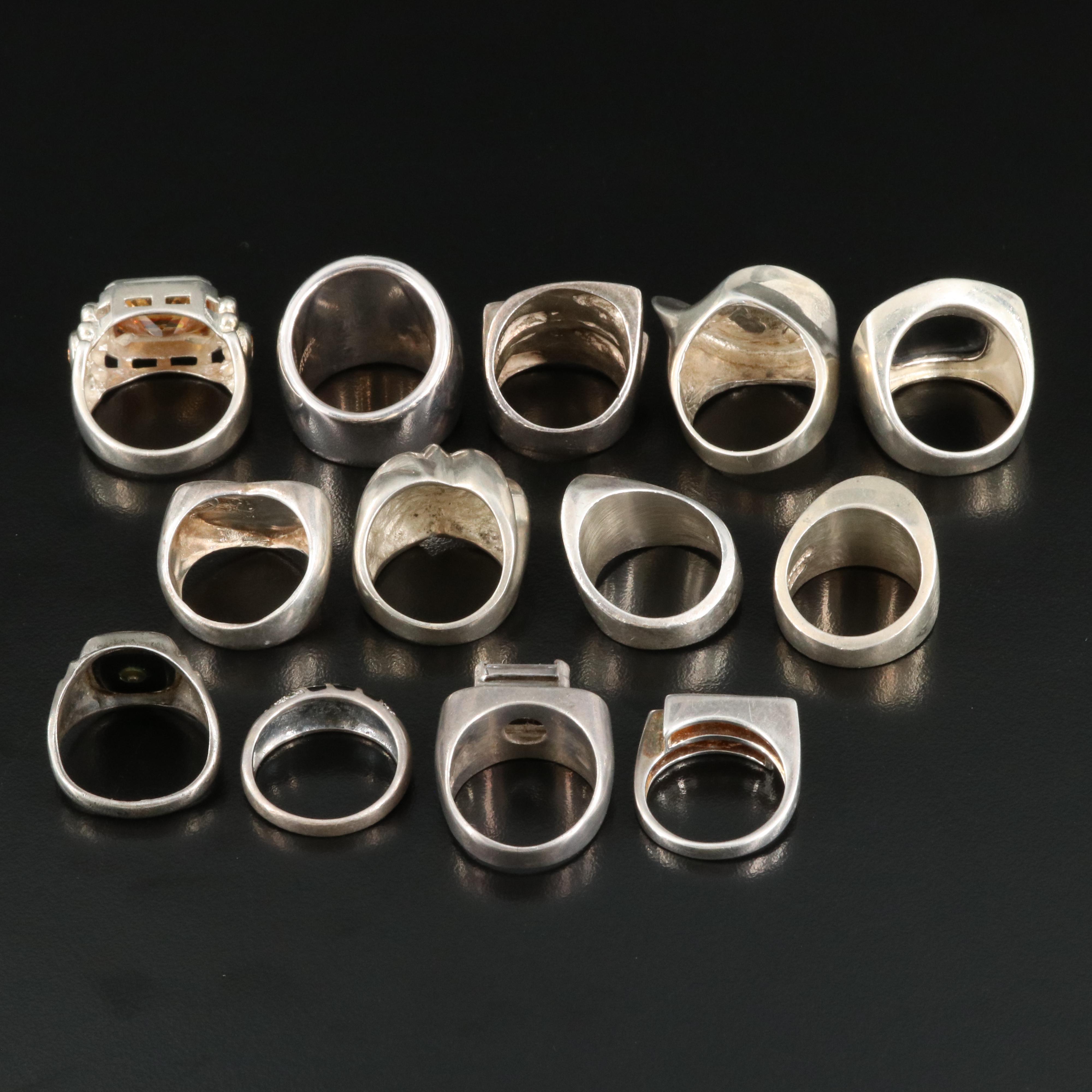 Sterling Ring Collection Including Mexican and Vintage Rings