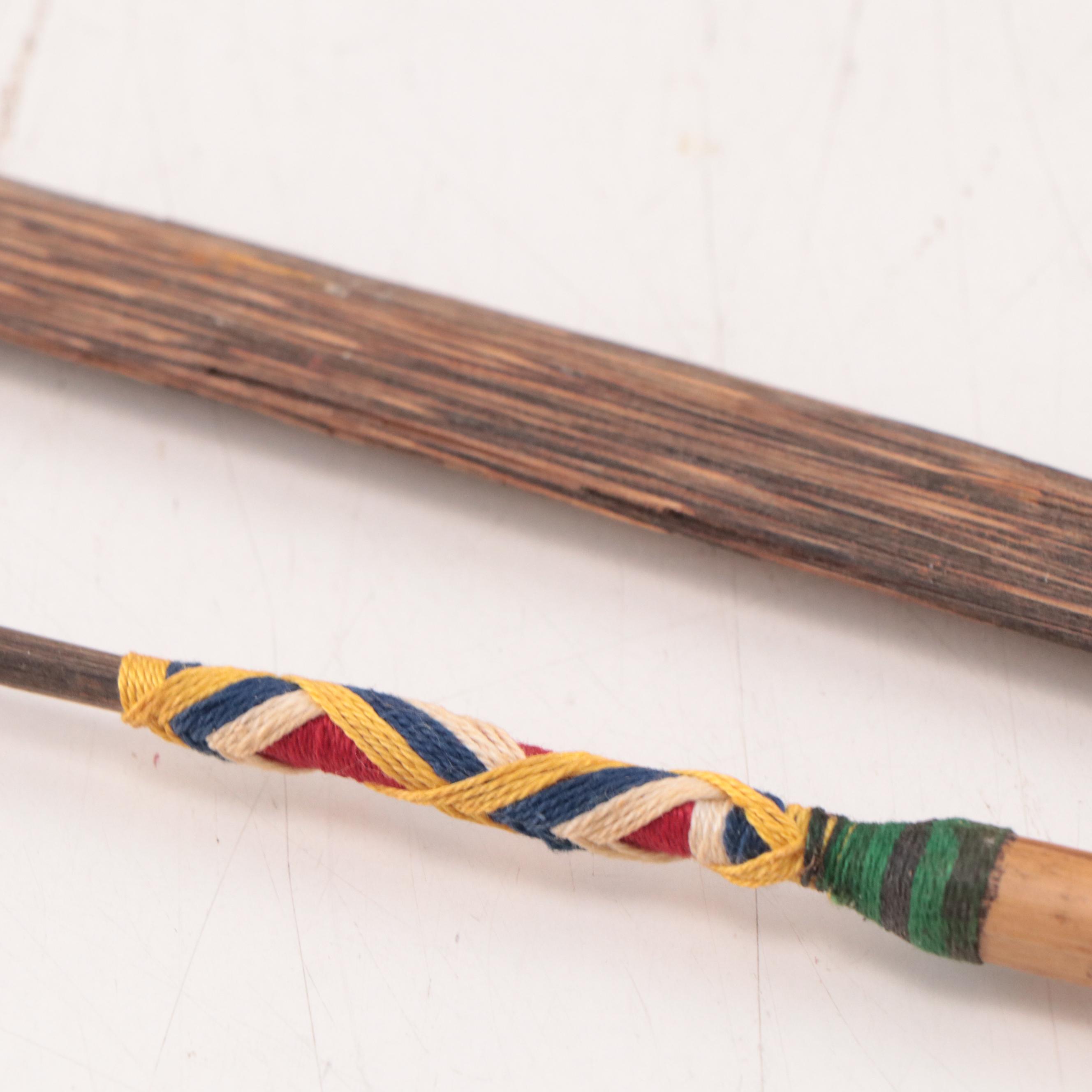 Australian Arnhem Land Bark Painting, 1967, with Spear and Bow