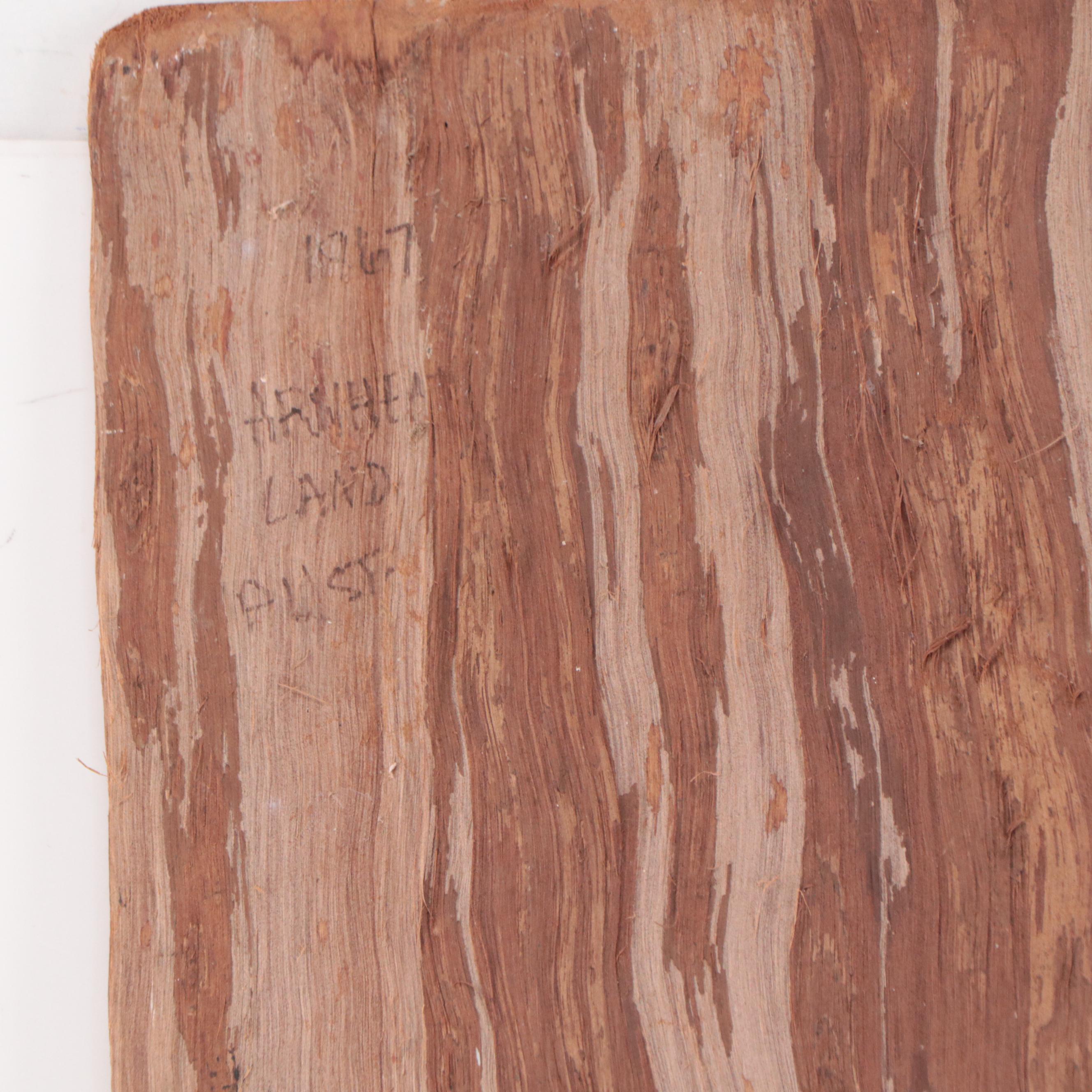 Australian Arnhem Land Bark Painting, 1967, with Spear and Bow