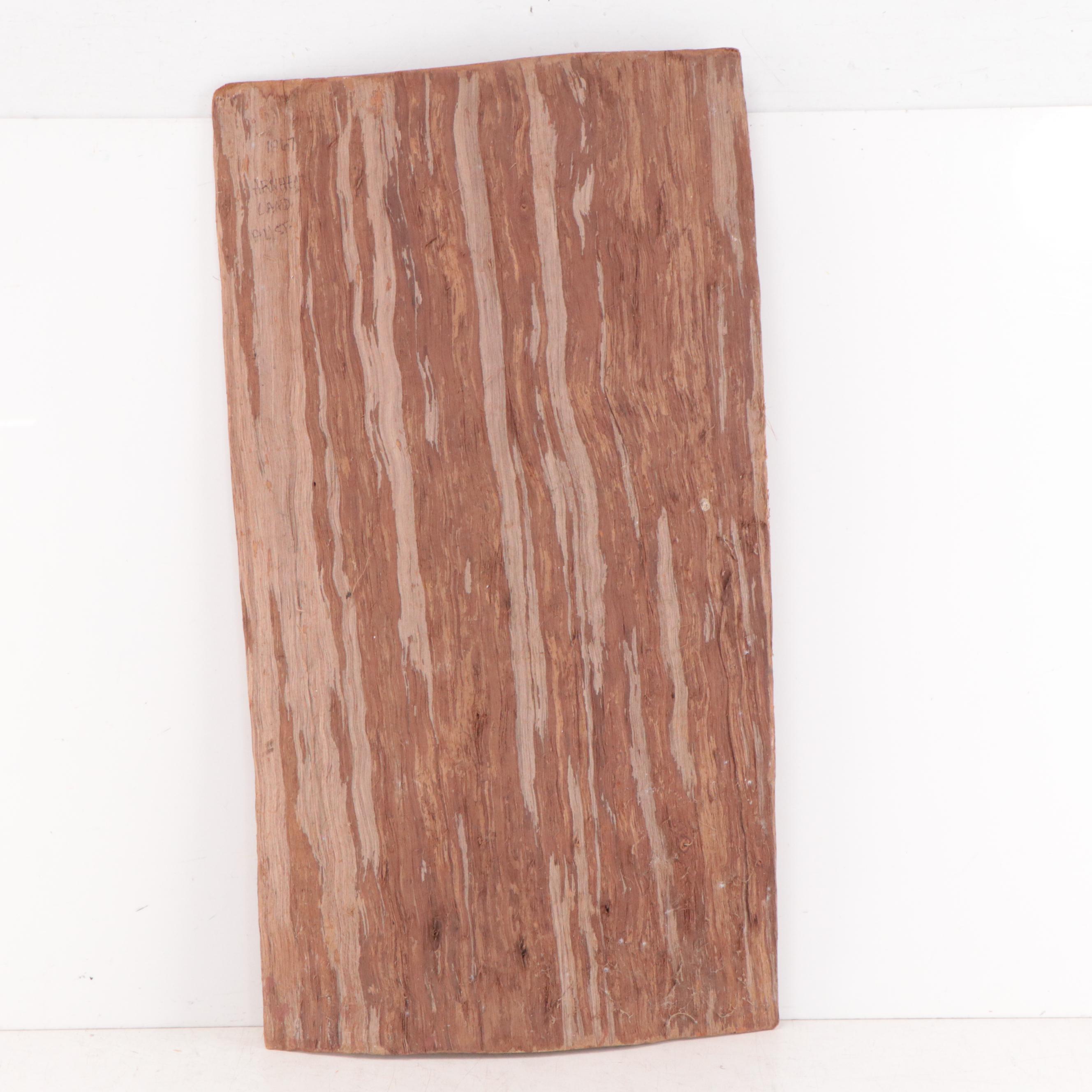 Australian Arnhem Land Bark Painting, 1967, with Spear and Bow