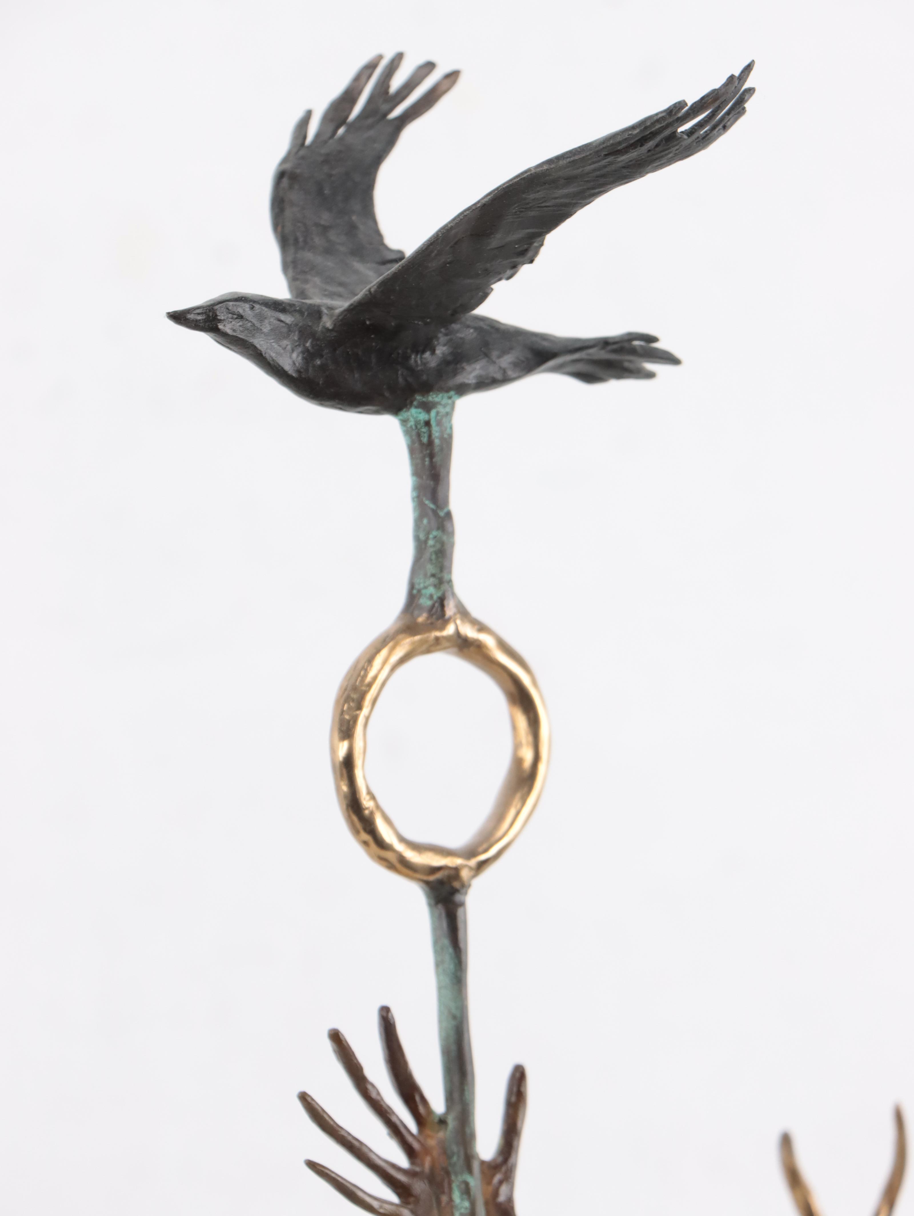 Bill Worrell Patinated Bronze Sculpture of Shaman Figure