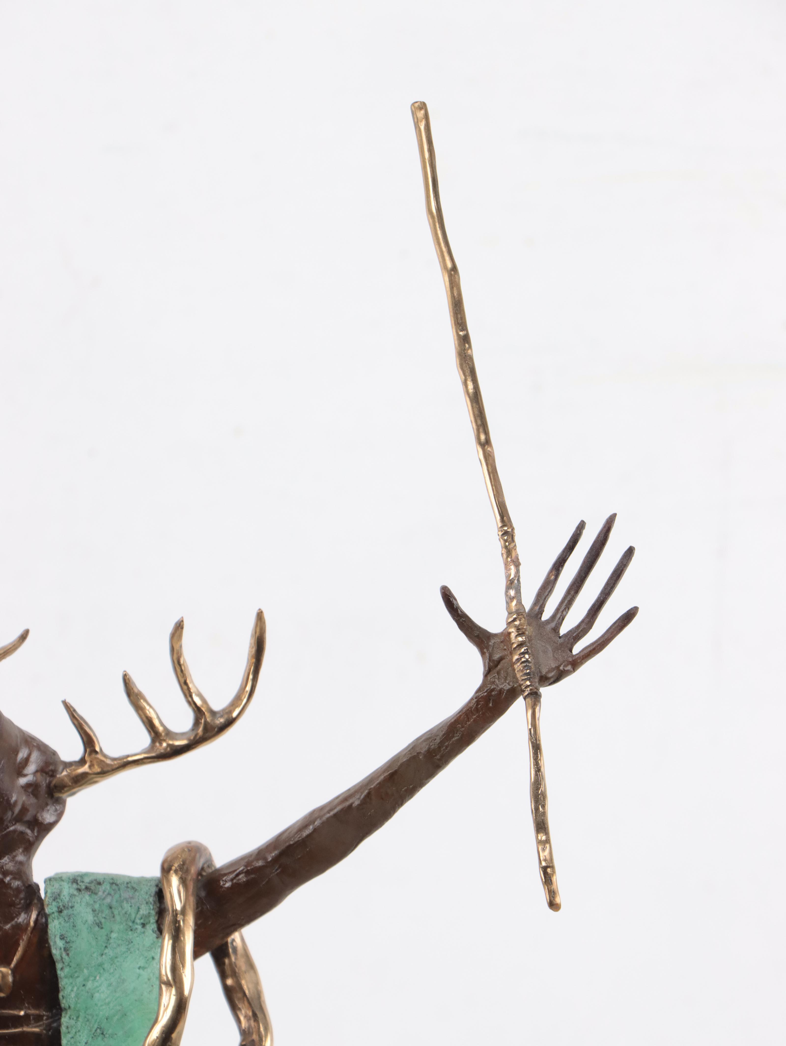 Bill Worrell Patinated Bronze Sculpture of Shaman Figure