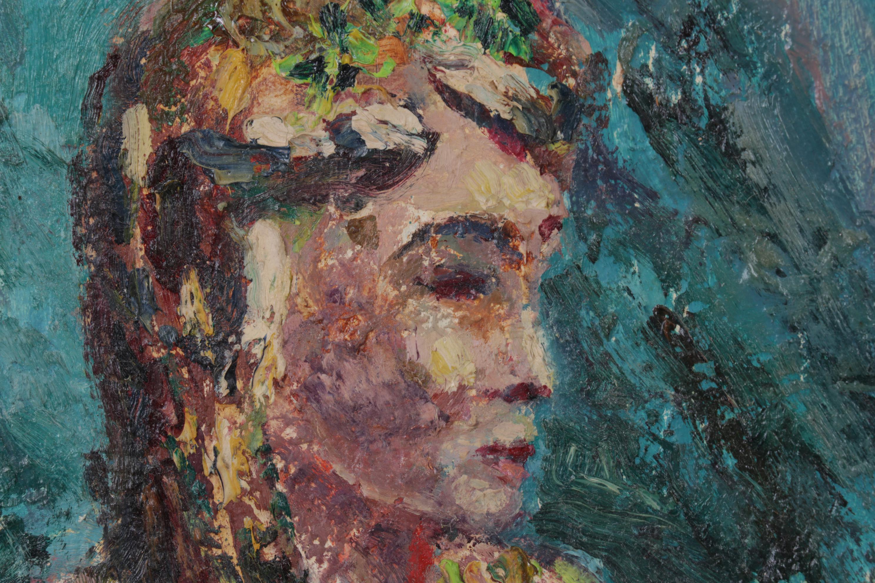 Henry Mog Still Life Oil Painting of Female Figurine and Pitcher, Circa 1965