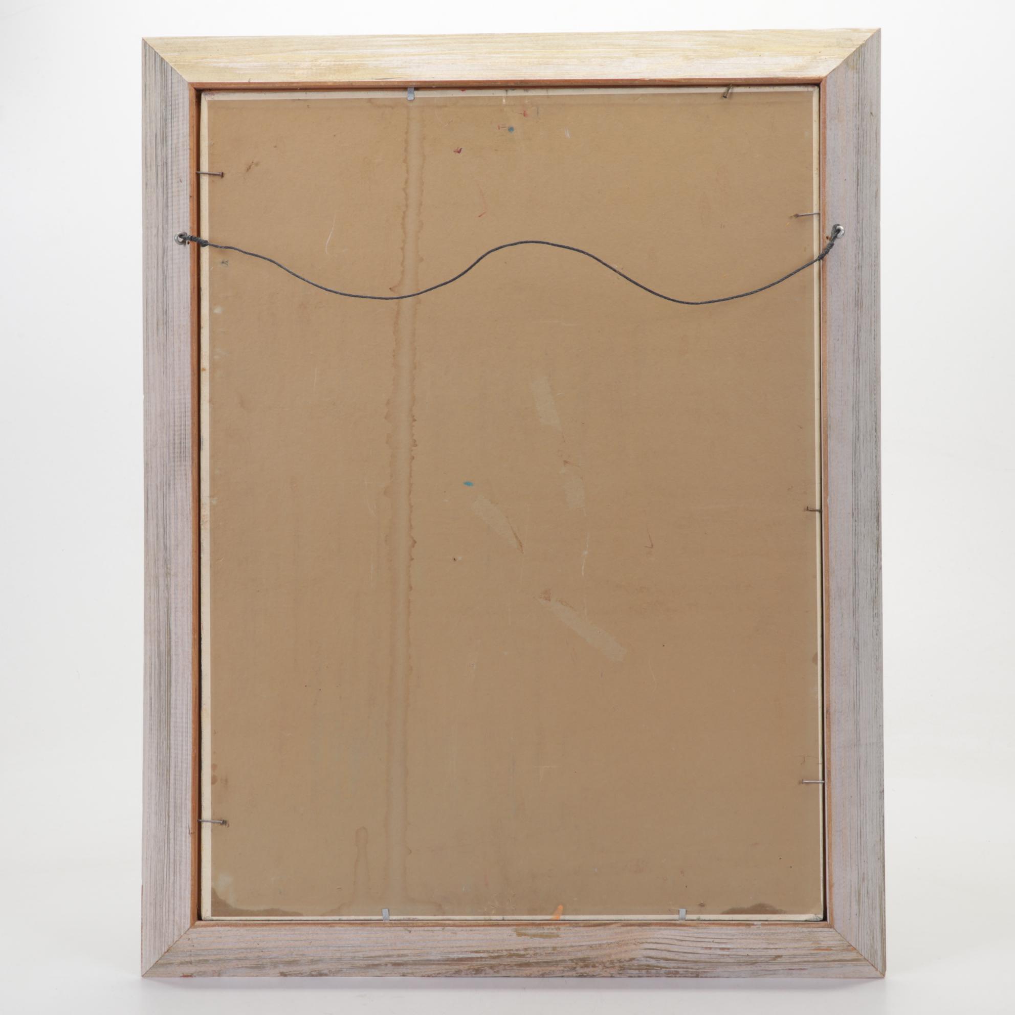 Henry Mog Folk Art Impasto Oil Painting of Market Scene, Circa 1965