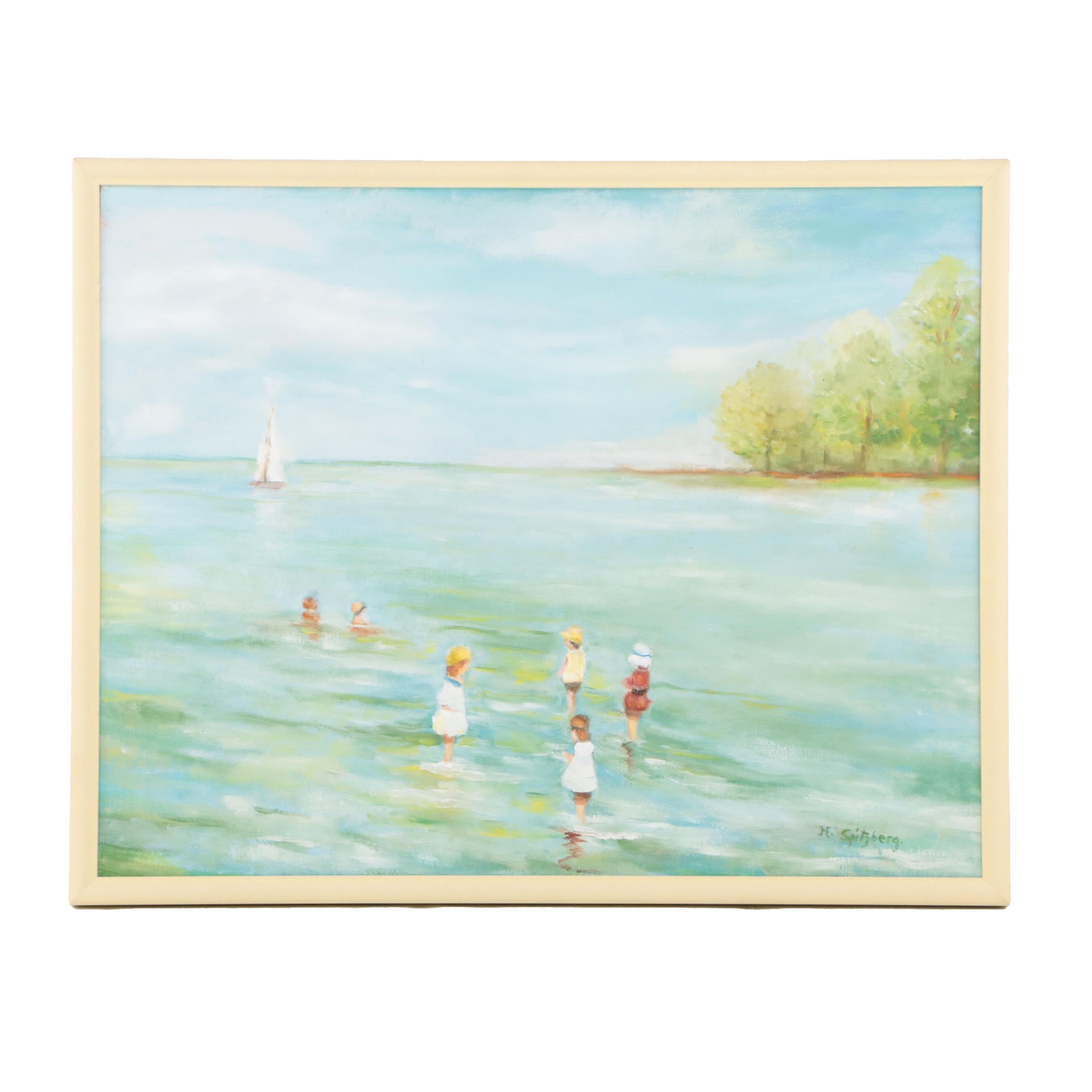 H. Spitzberg Oil Painting of a Coastal Landscape