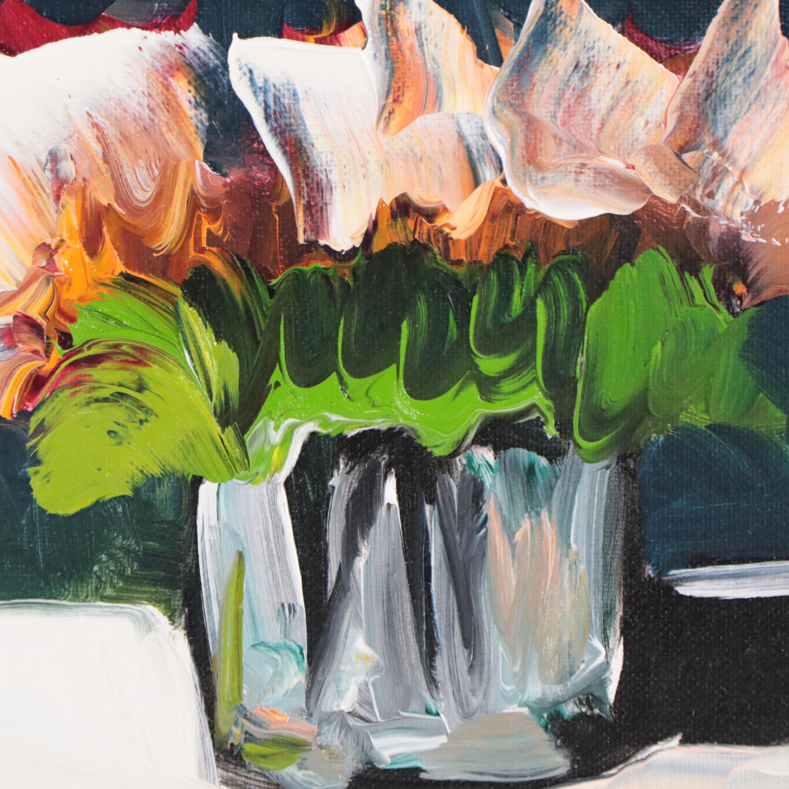 José M. Lima Floral Still Life Oil Painting, 2023