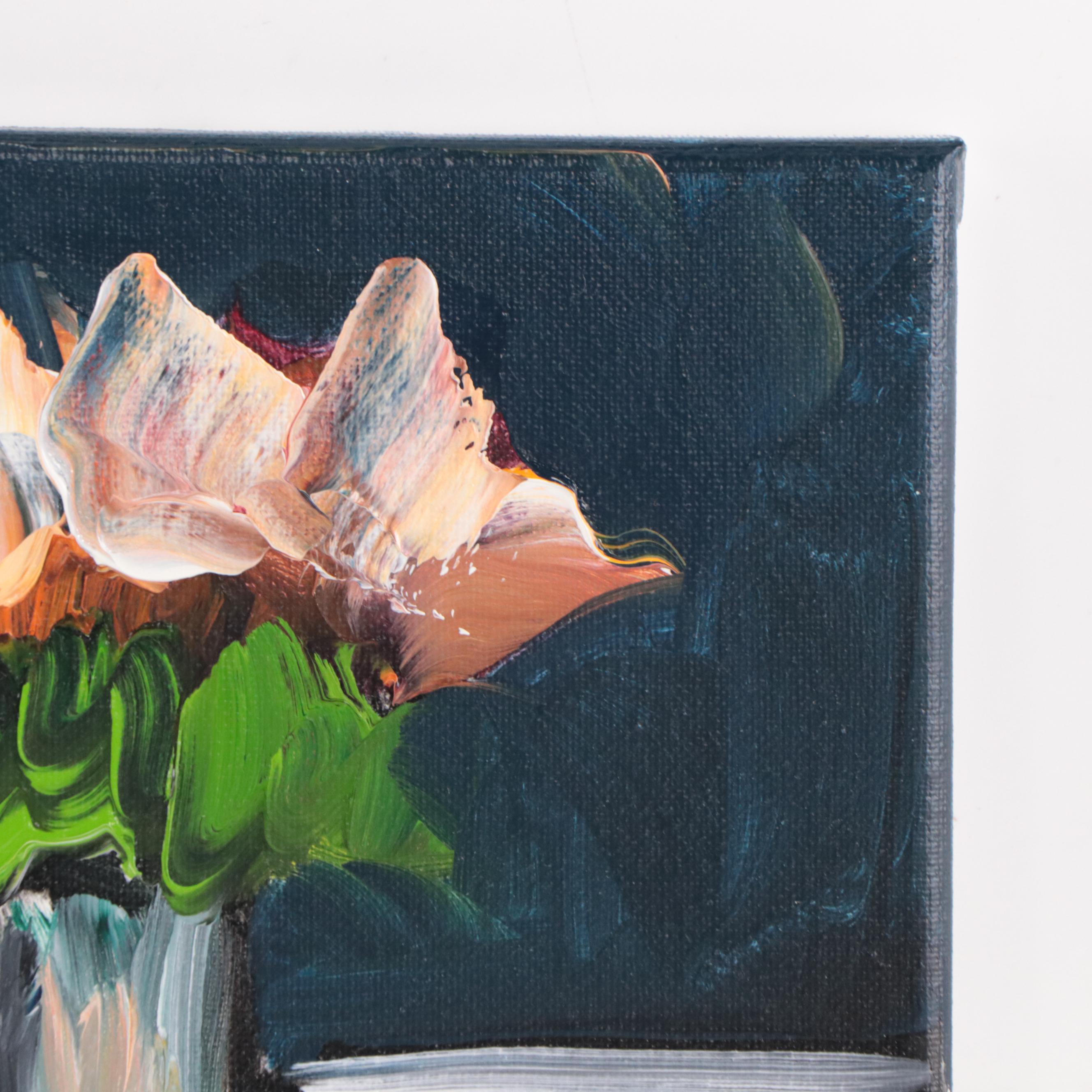 José M. Lima Floral Still Life Oil Painting, 2023