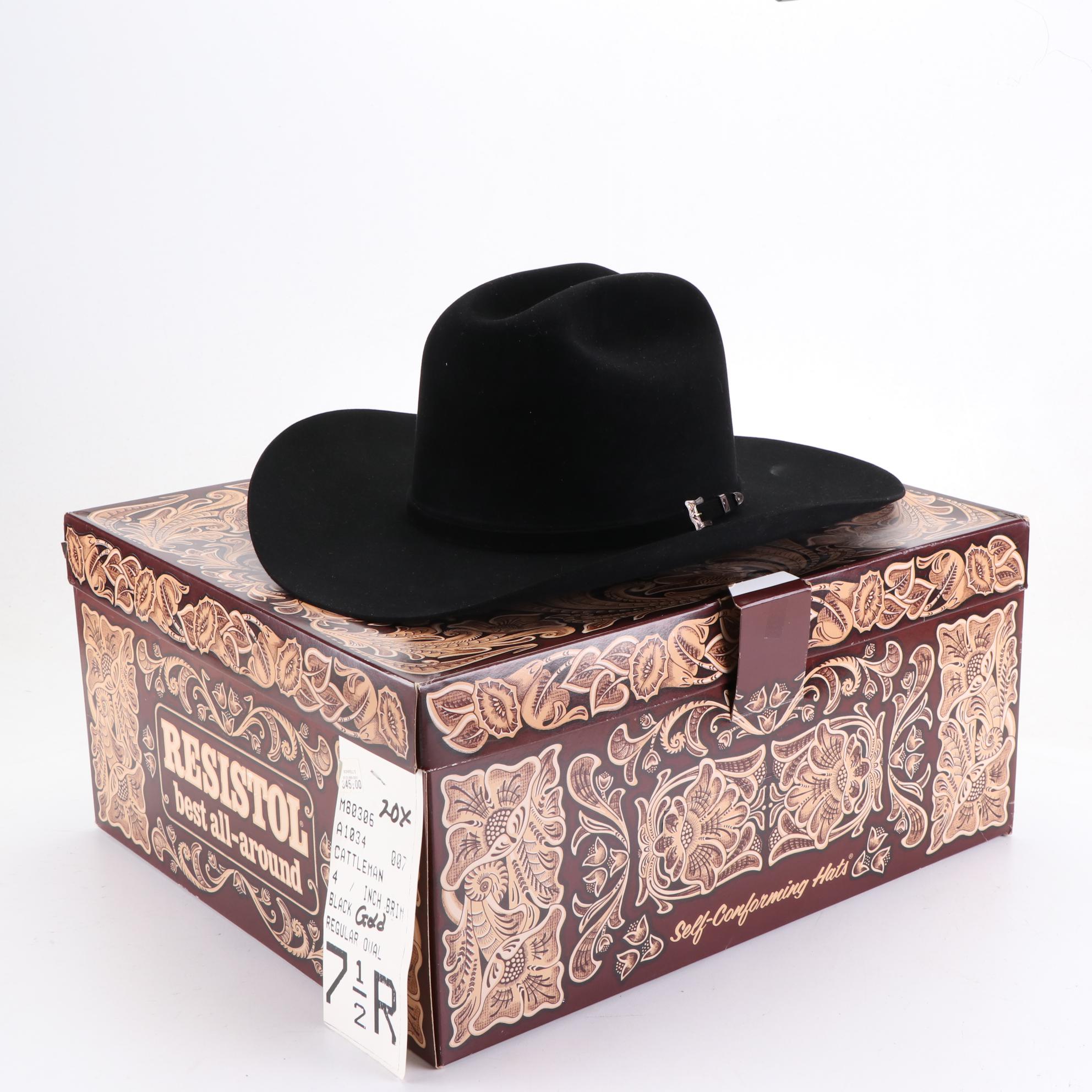 Resistol Cattleman 20X Beaver Fur Felt and Stagecoach Fur Felt Hats with Box