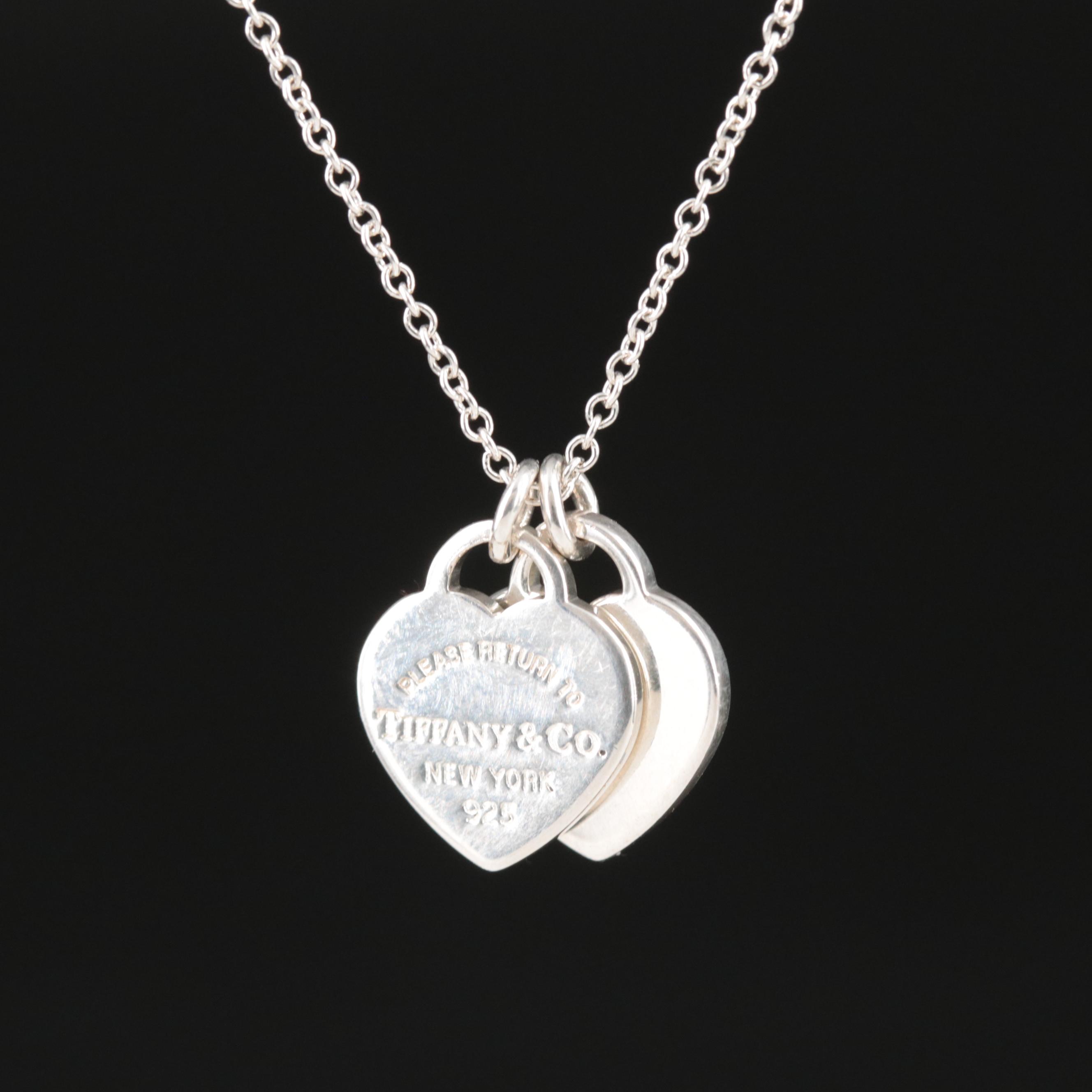 Tiffany & Co. "Return to Tiffany" Mini Double Heart Tag Pendant Necklace