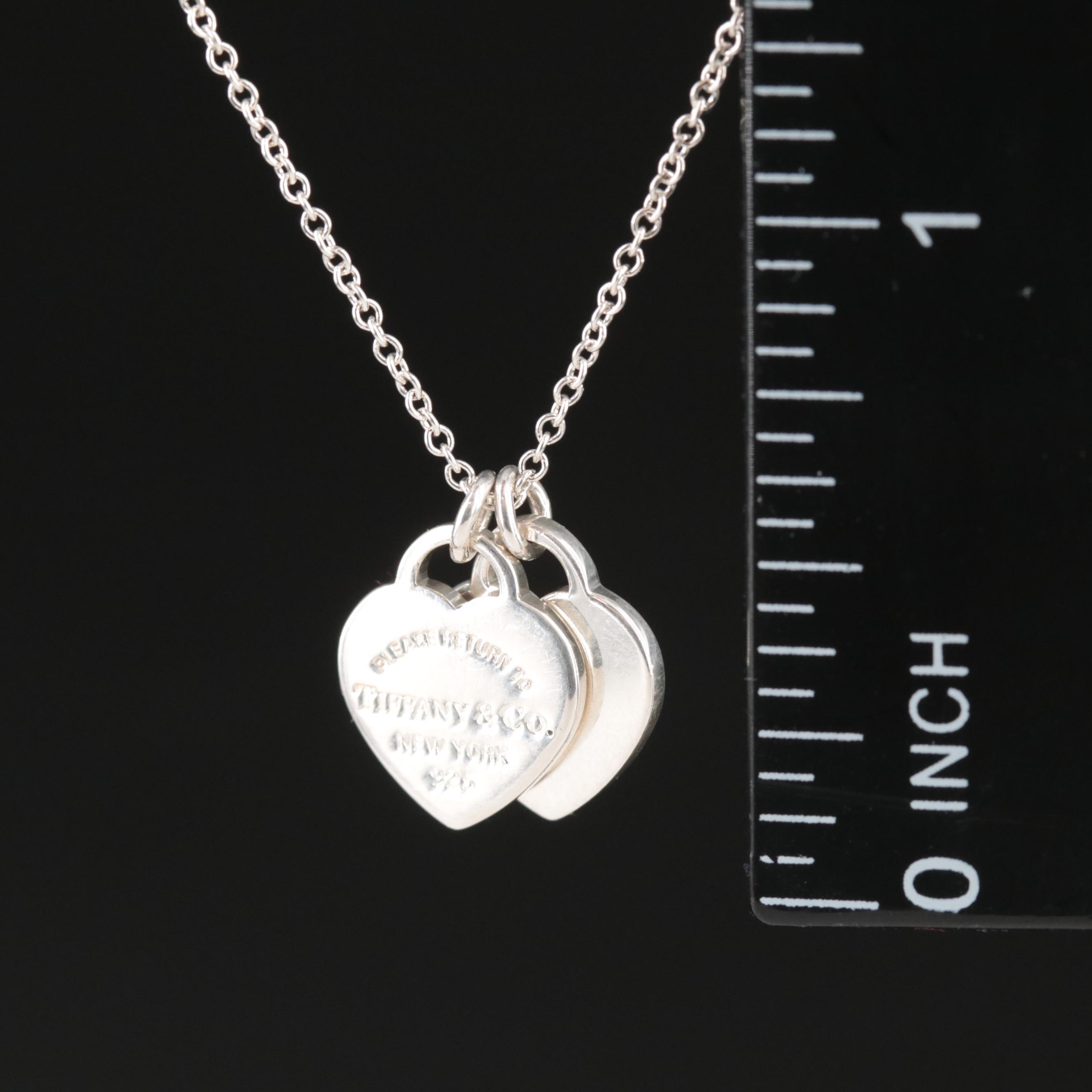 Tiffany & Co. "Return to Tiffany" Mini Double Heart Tag Pendant Necklace