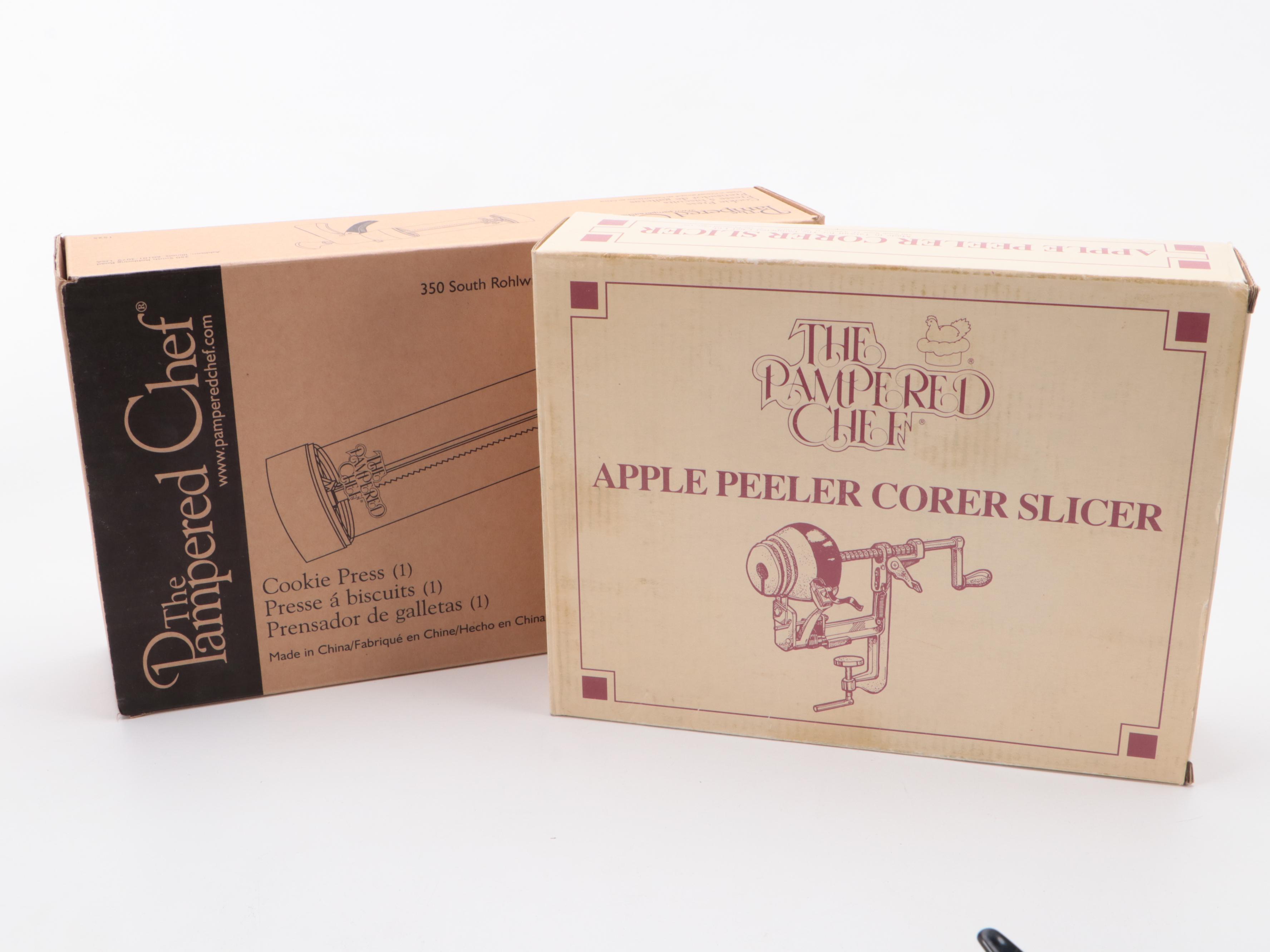 Pampered Chef Plastic Cookie Press with Other Kitchen Gadgets