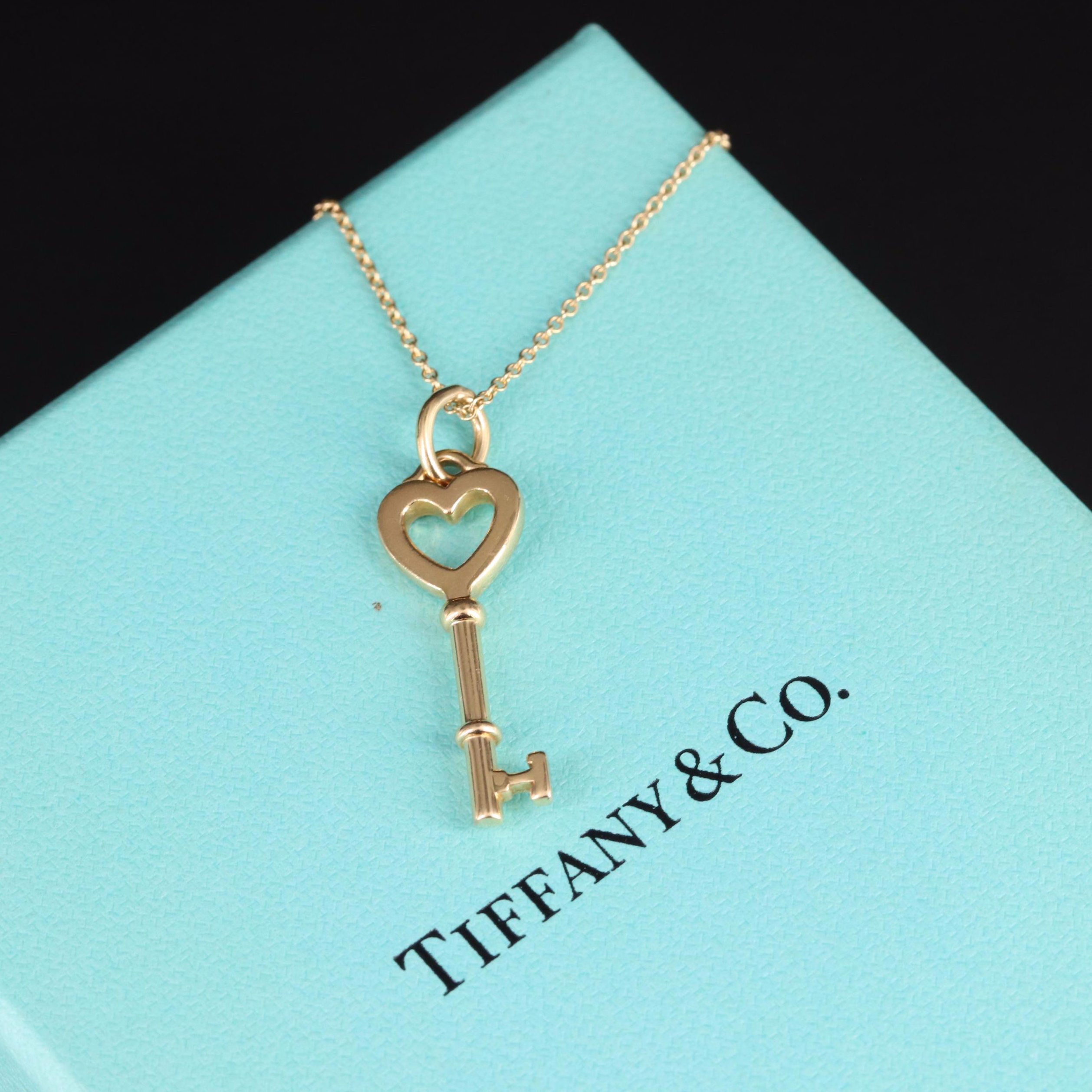 Tiffany & Co. "Tiffany Keys" 18K Mini Heart Key Pendant Necklace