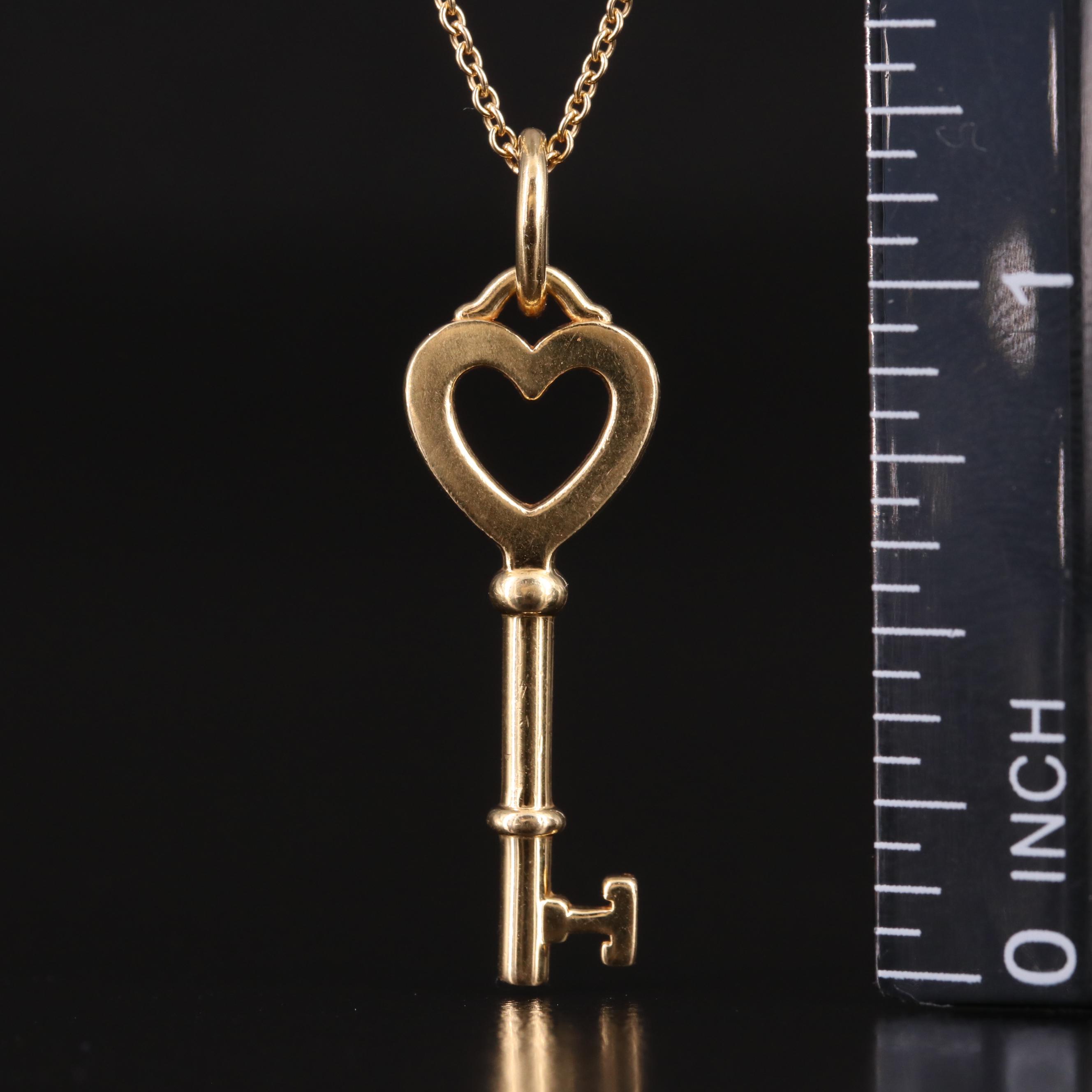 Tiffany & Co. "Tiffany Keys" 18K Mini Heart Key Pendant Necklace
