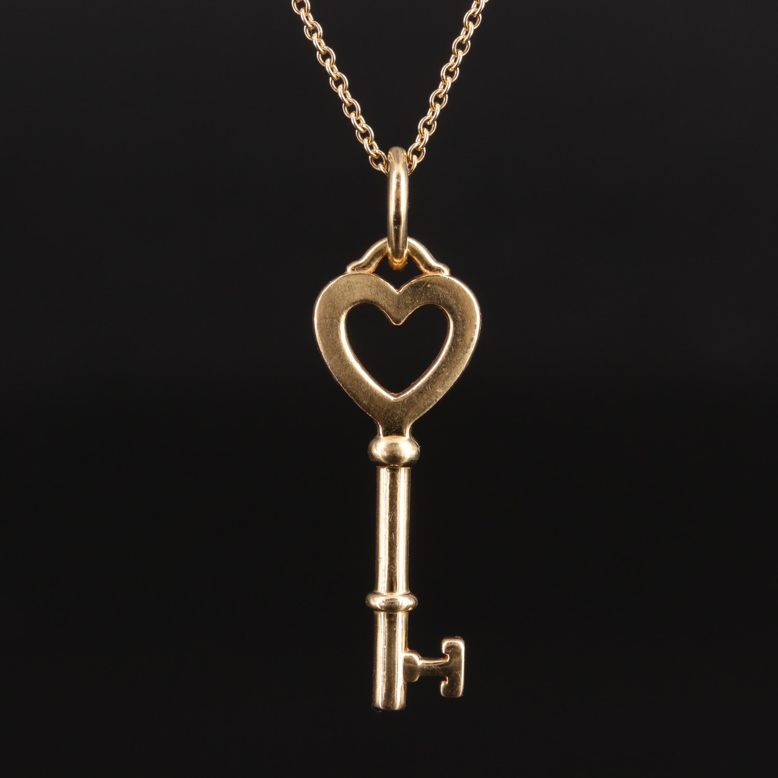 Tiffany & Co. "Tiffany Keys" 18K Mini Heart Key Pendant Necklace