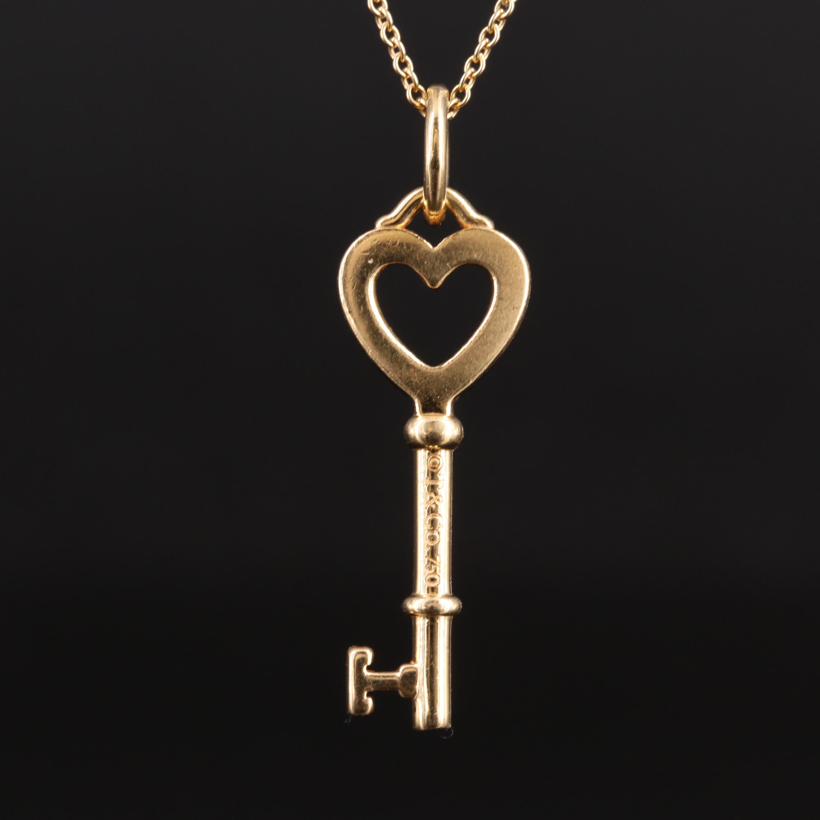 Tiffany & Co. "Tiffany Keys" 18K Mini Heart Key Pendant Necklace