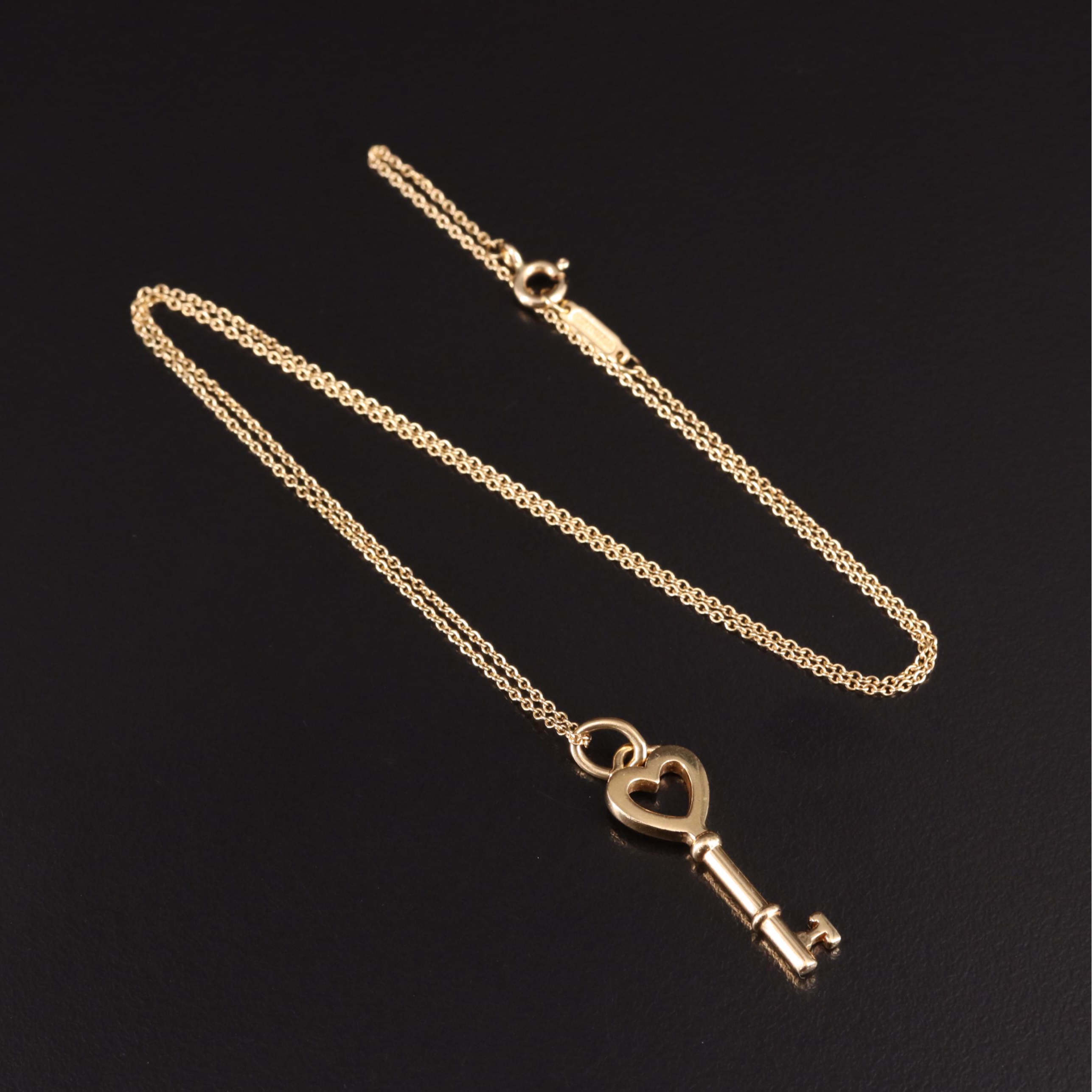 Tiffany & Co. "Tiffany Keys" 18K Mini Heart Key Pendant Necklace