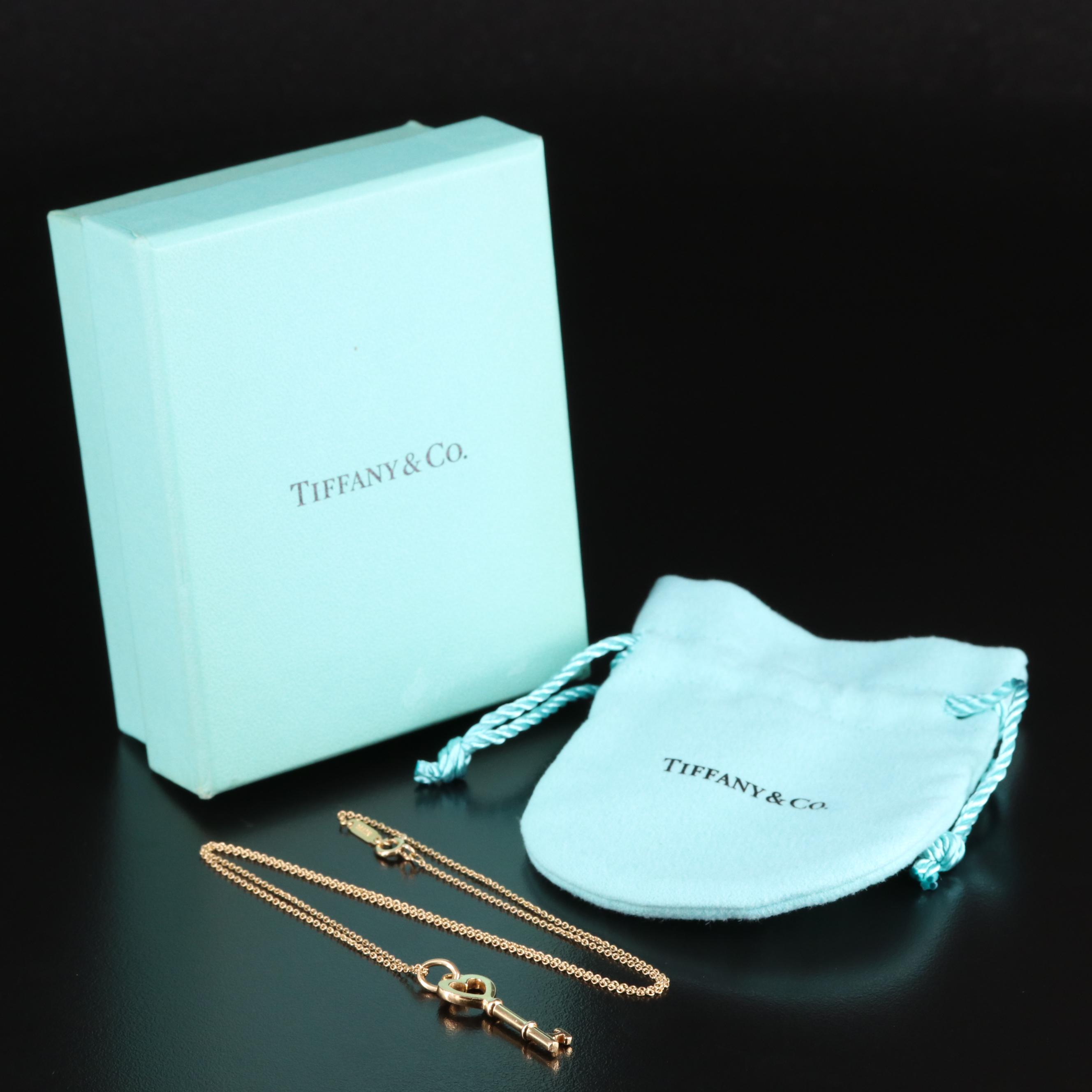 Tiffany & Co. "Tiffany Keys" 18K Mini Heart Key Pendant Necklace