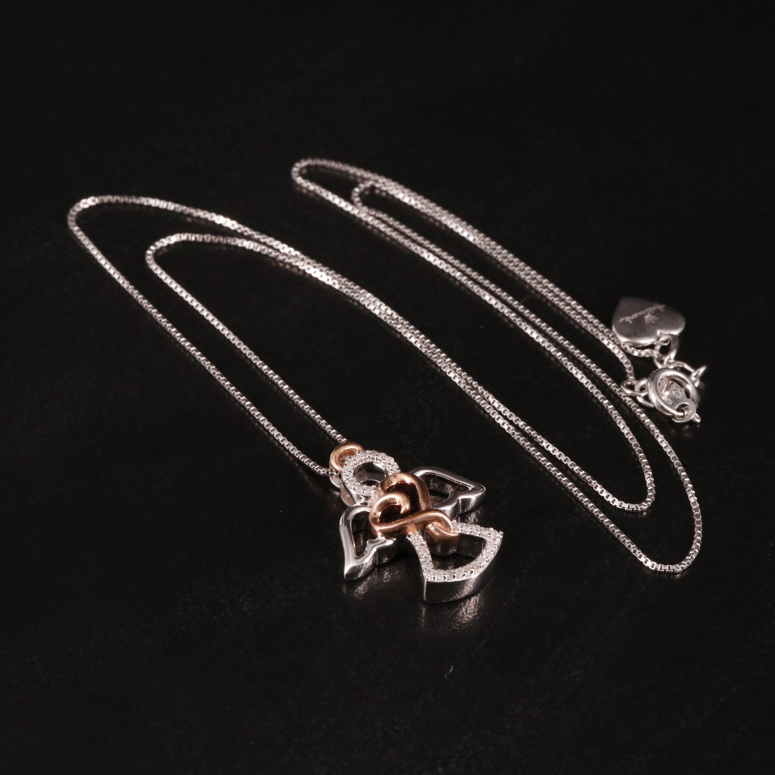 Sterling Diamond Angel Pendant Necklace