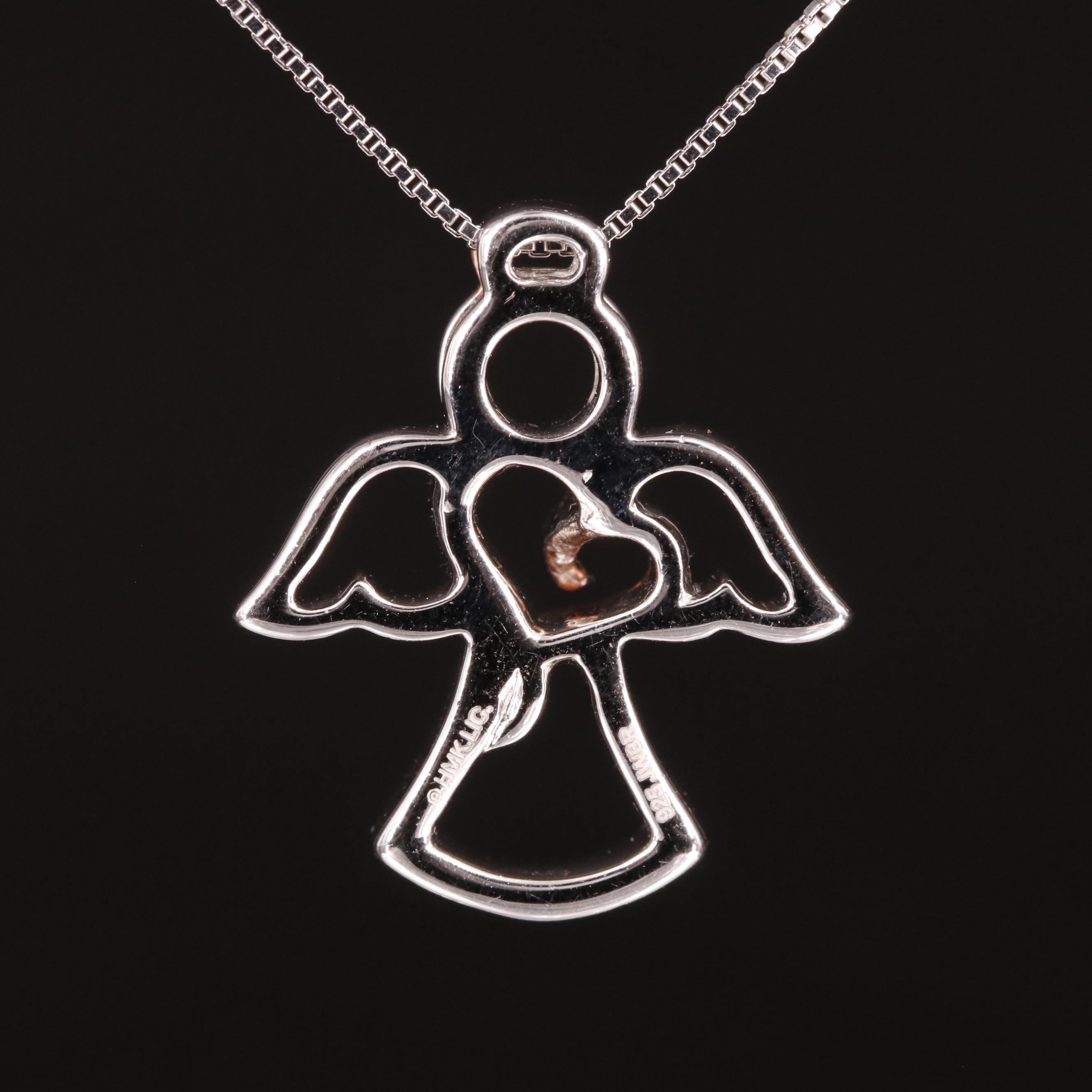 Sterling Diamond Angel Pendant Necklace