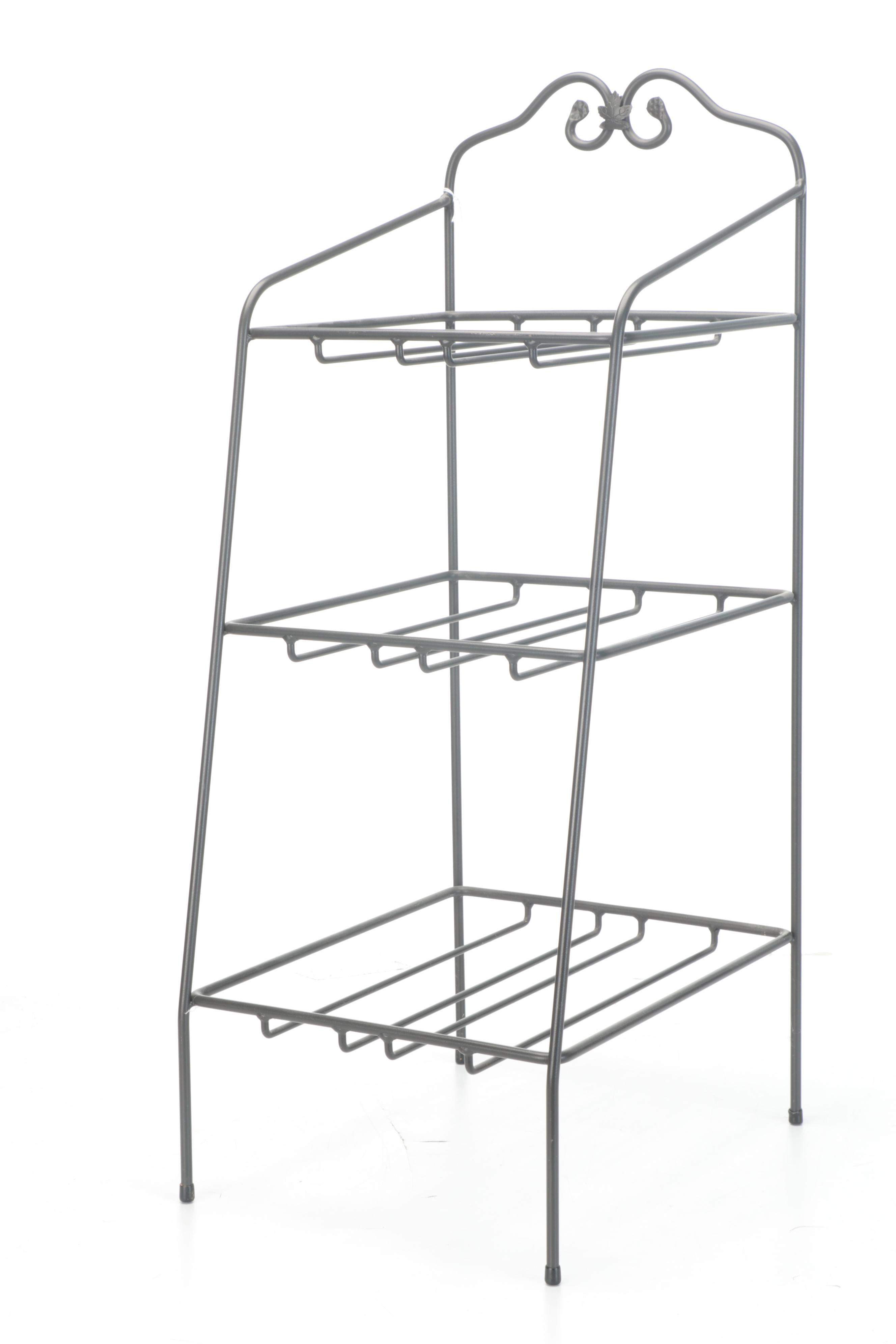 Longaberger Wrought Metal Tiered Stand with Woven Maple Baskets