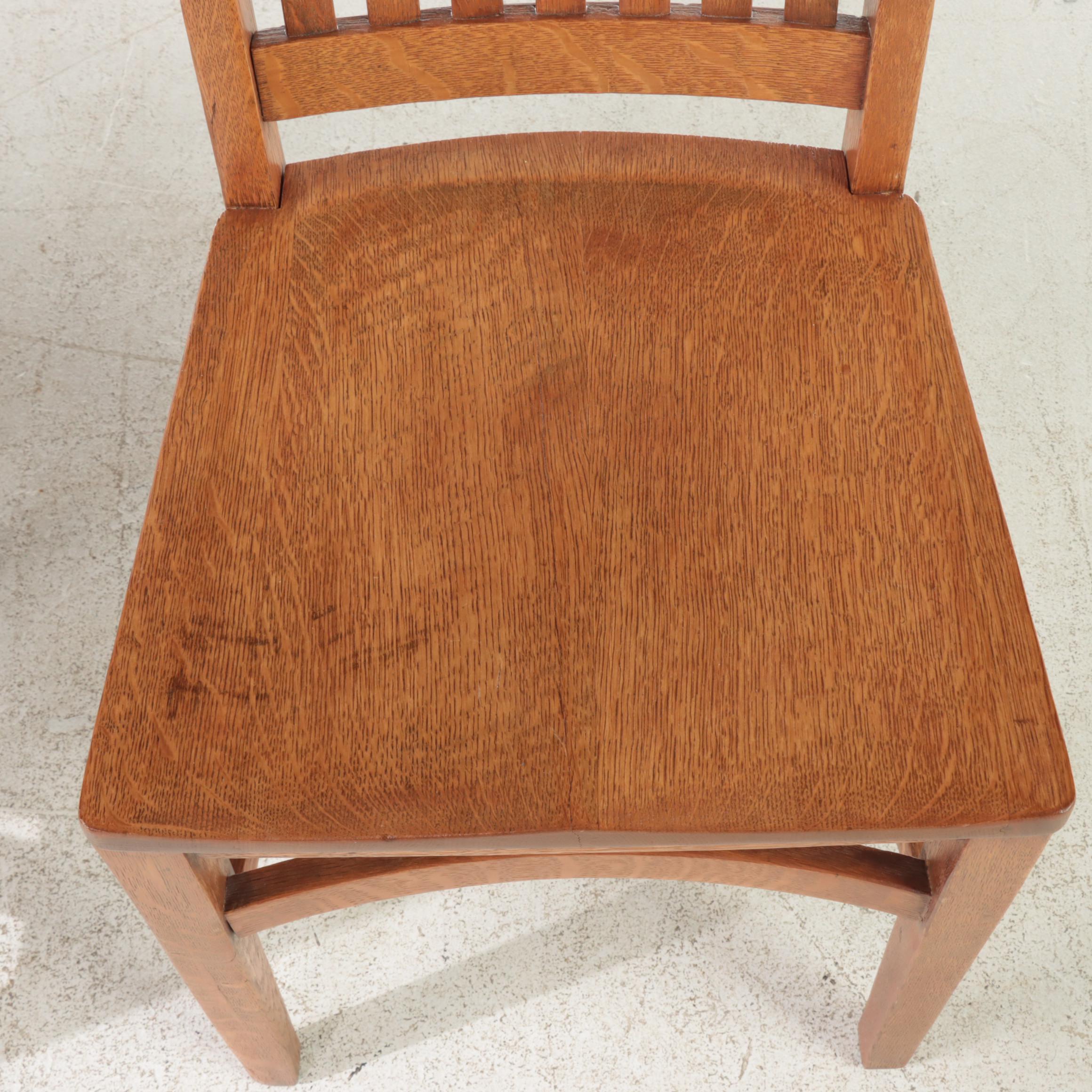 Pair of B.L. Marble Chair Co. Arts and Crafts Quartersawn Oak Side Chairs