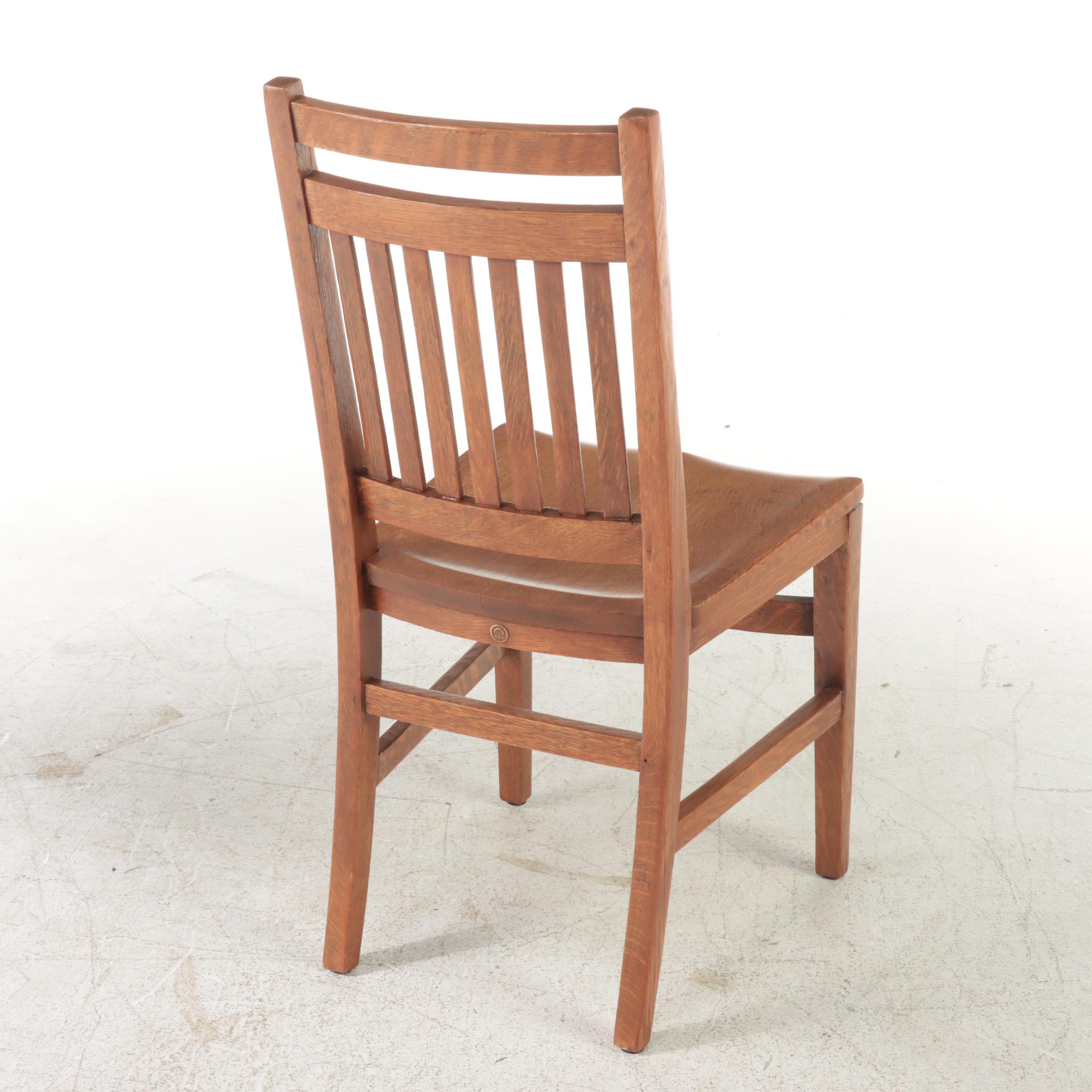 Pair of B.L. Marble Chair Co. Arts and Crafts Quartersawn Oak Side Chairs