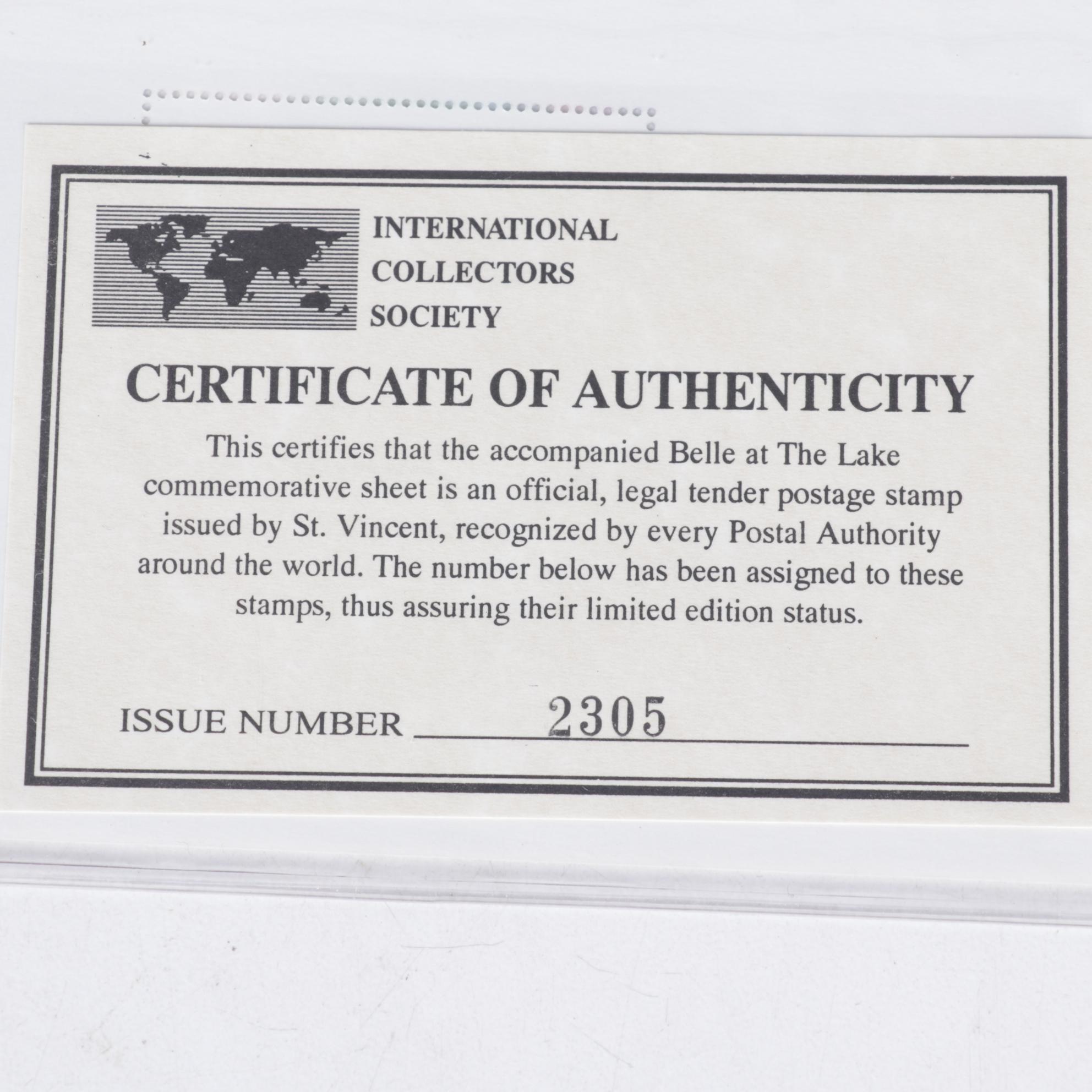 International Collectors Society Commemorative Beauty and the Beast Stamps