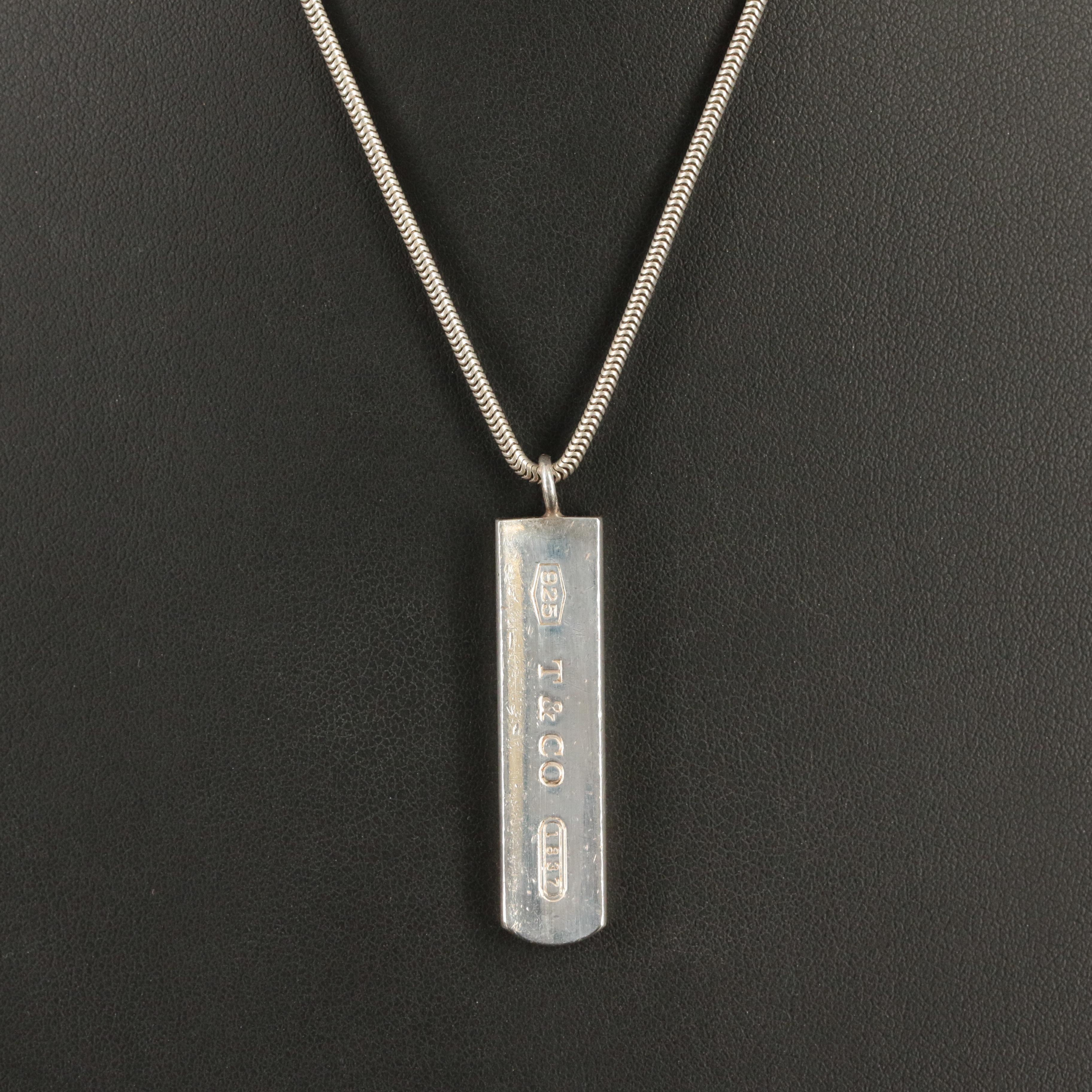 Tiffany & Co. "1837" Sterling Bar Pendant Necklace