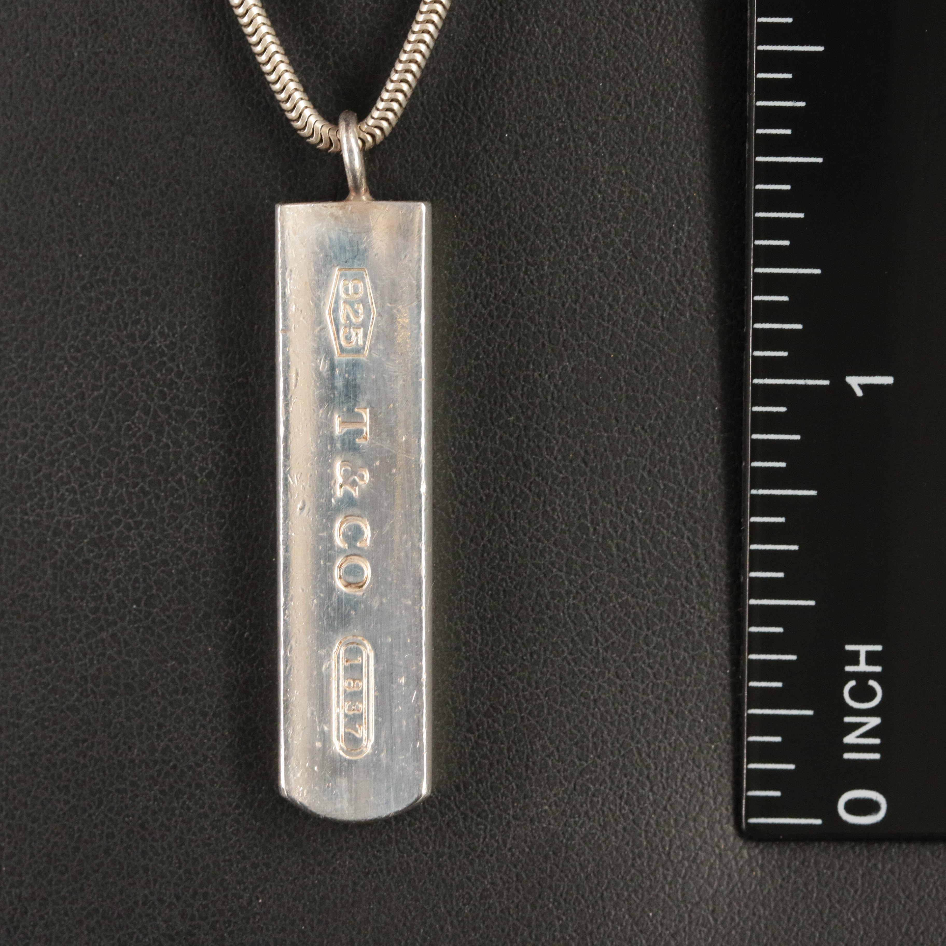 Tiffany & Co. "1837" Sterling Bar Pendant Necklace