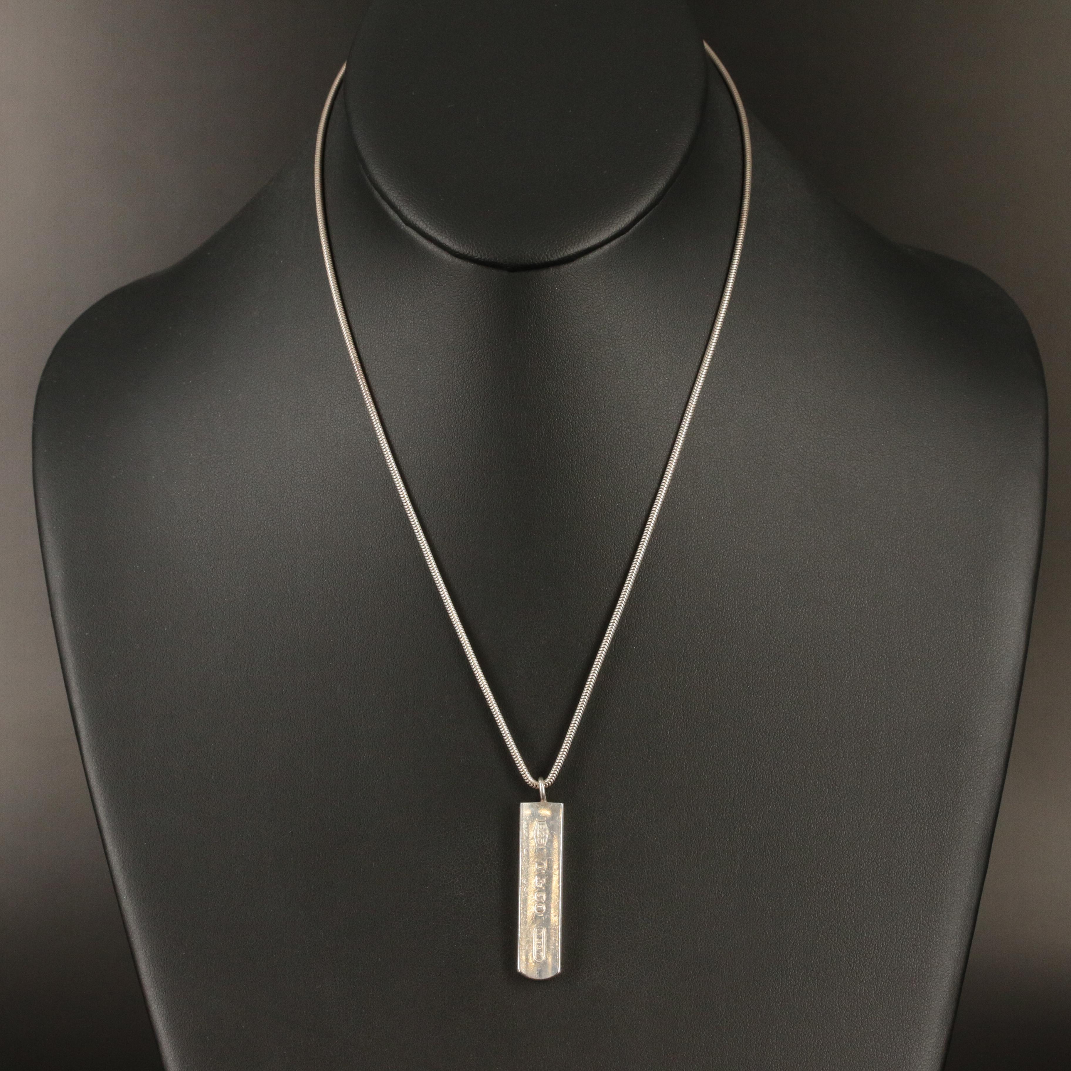 Tiffany & Co. "1837" Sterling Bar Pendant Necklace