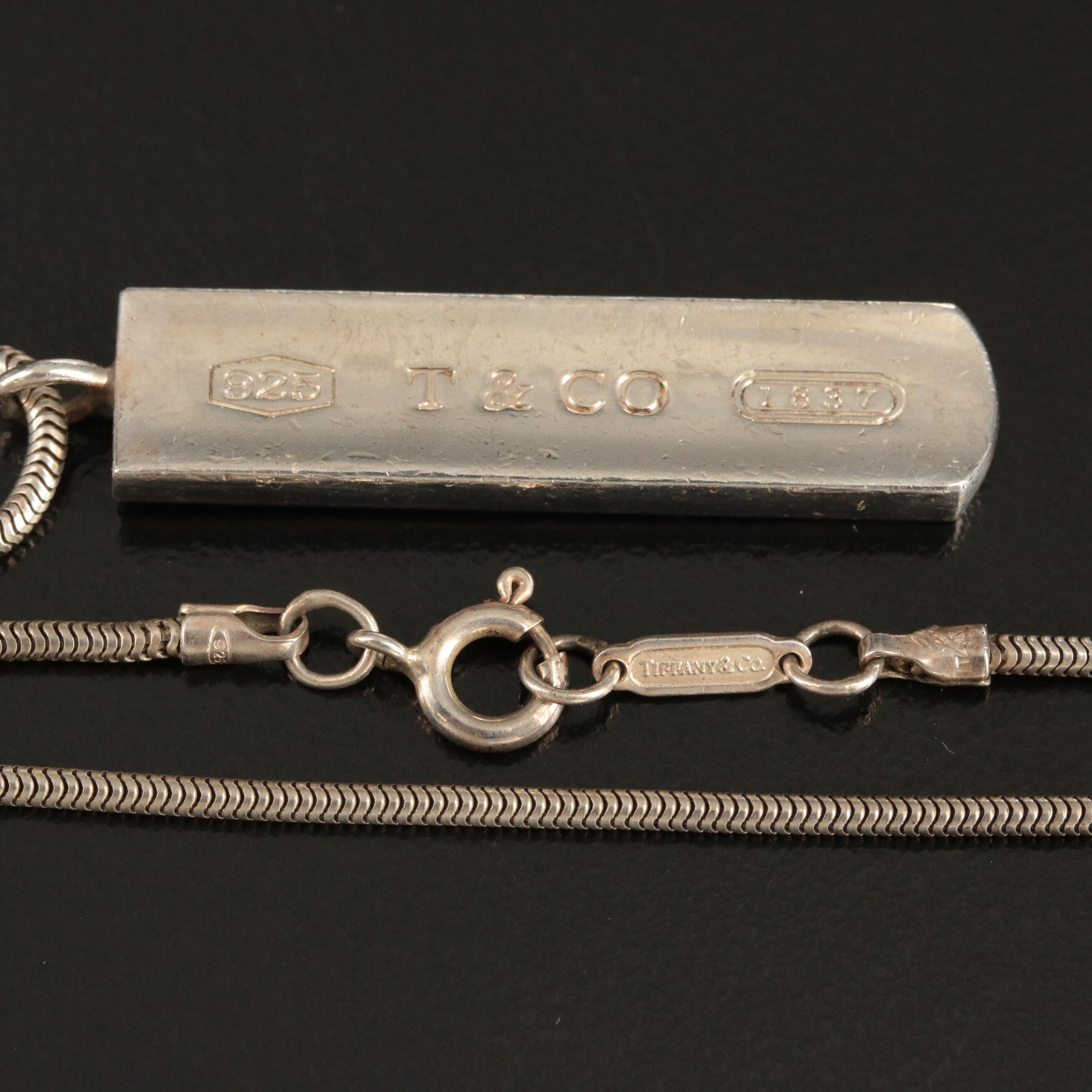 Tiffany & Co. "1837" Sterling Bar Pendant Necklace
