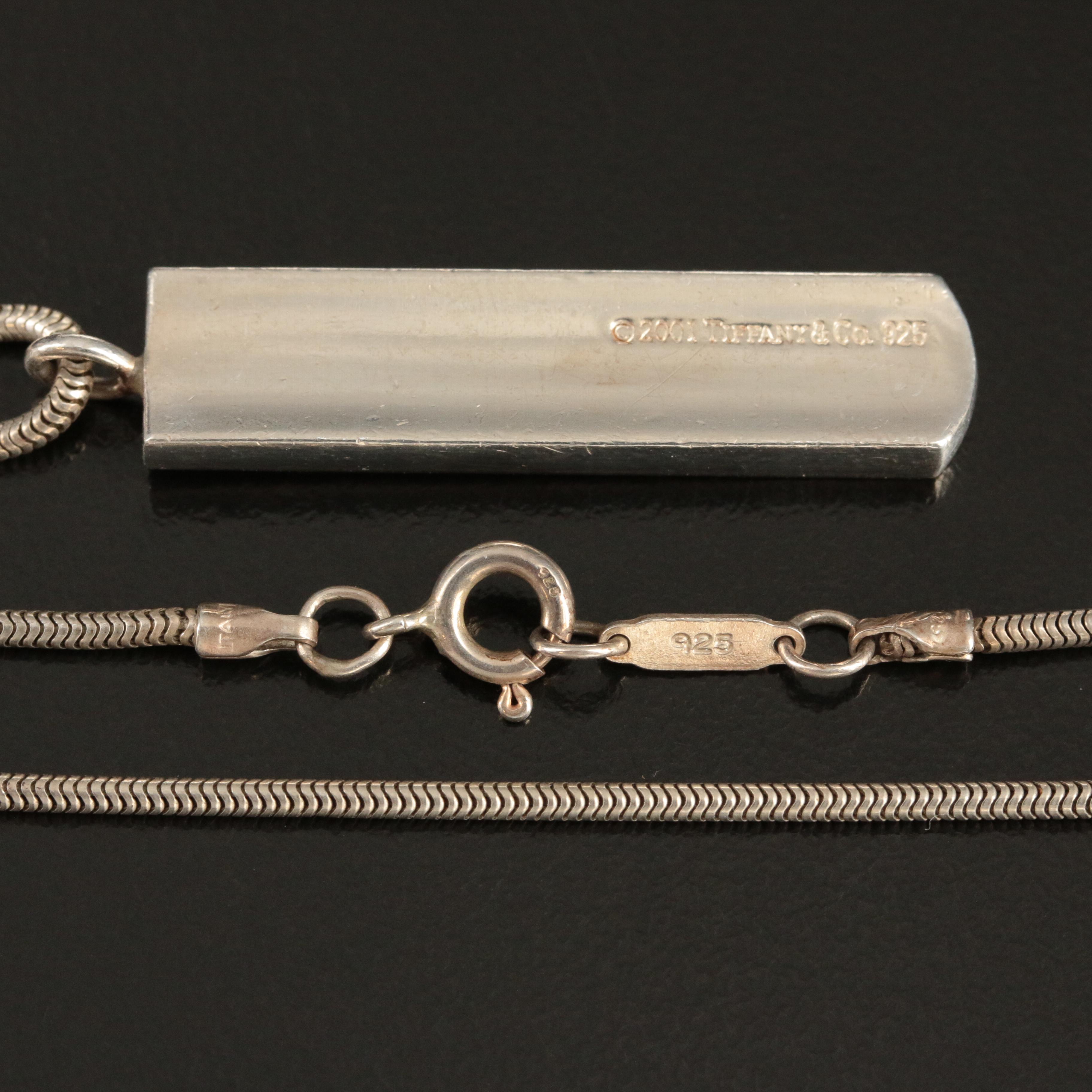 Tiffany & Co. "1837" Sterling Bar Pendant Necklace