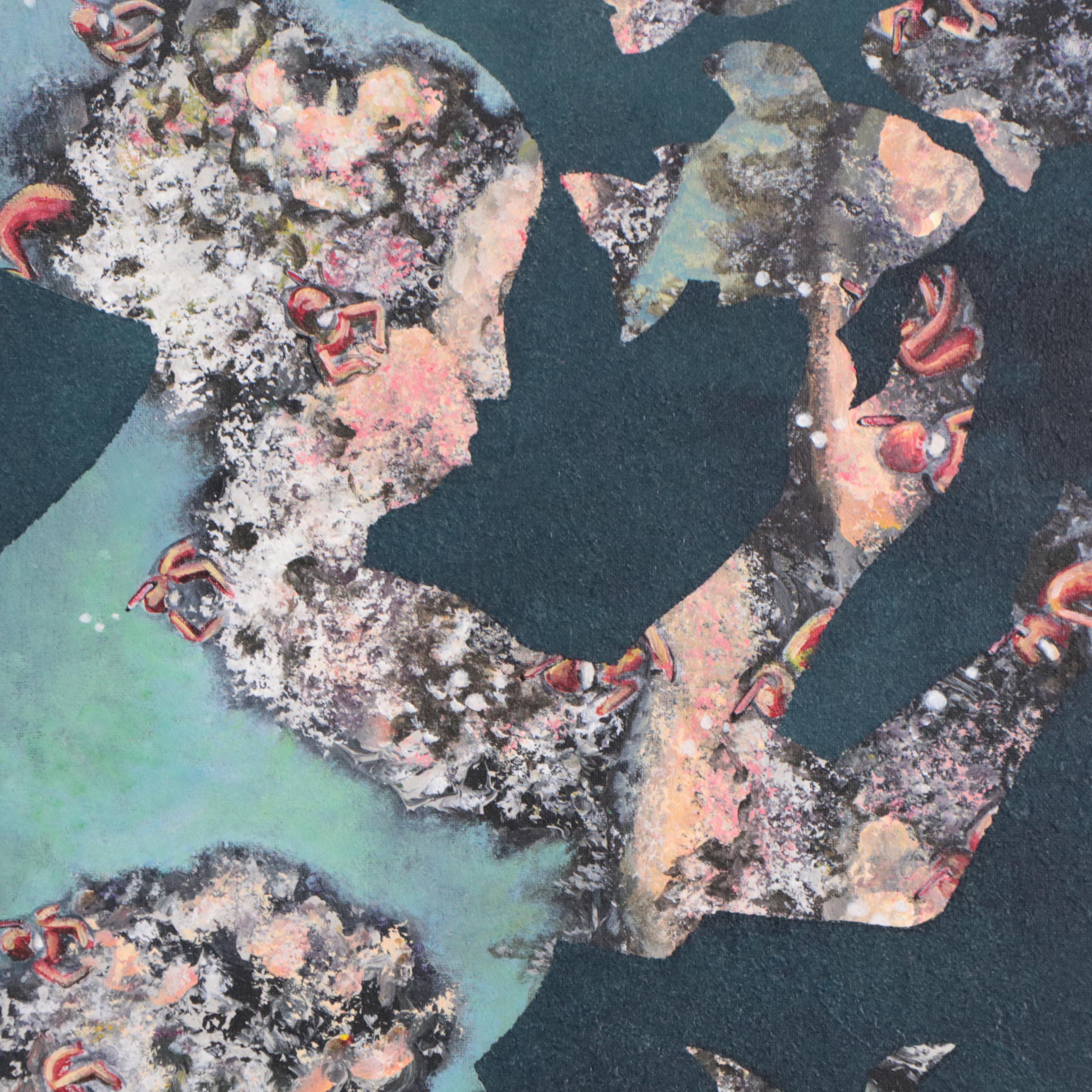 Richard Marquart Surrealist Oil Painting of Silhouettes, Late 20th Century