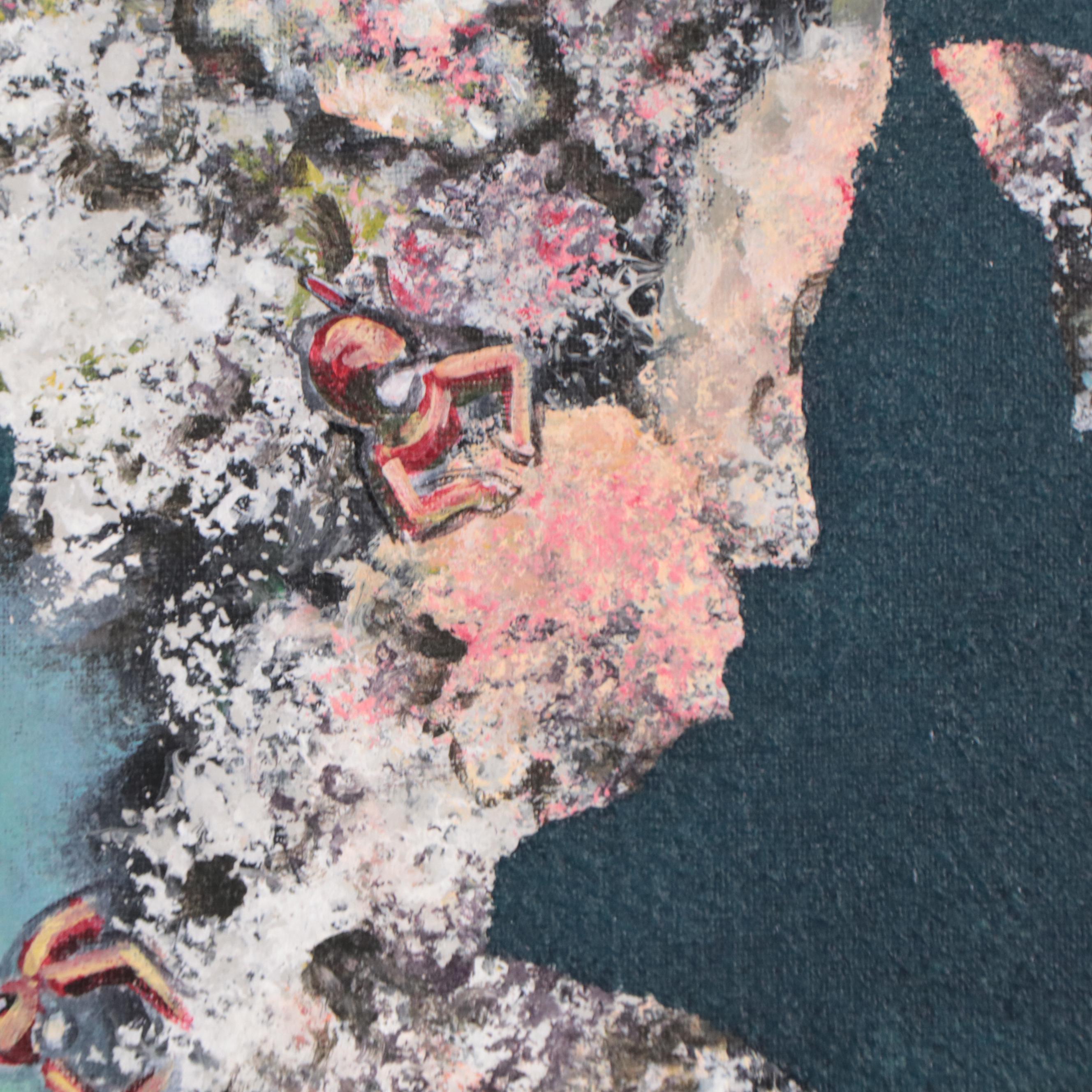 Richard Marquart Surrealist Oil Painting of Silhouettes, Late 20th Century