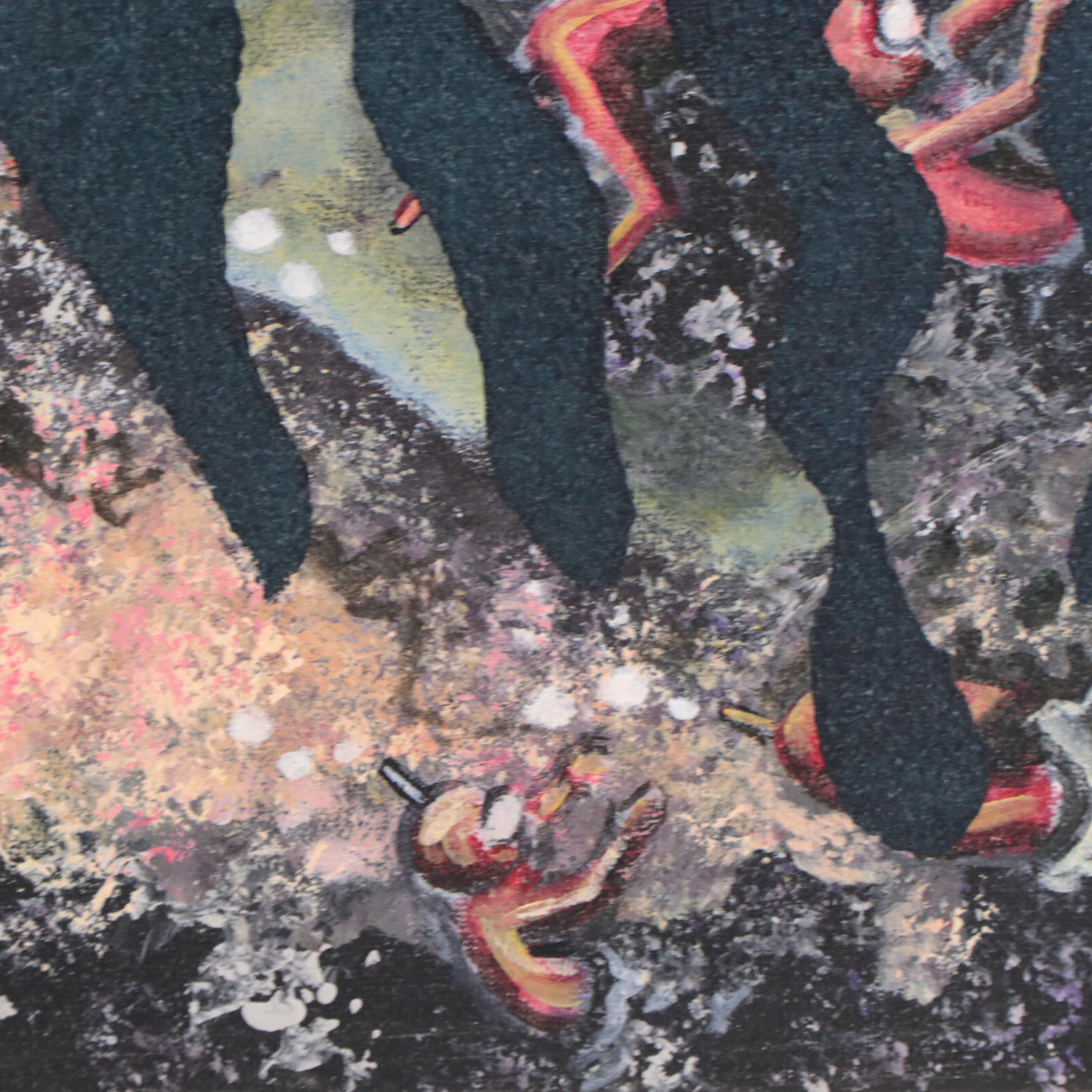 Richard Marquart Surrealist Oil Painting of Silhouettes, Late 20th Century