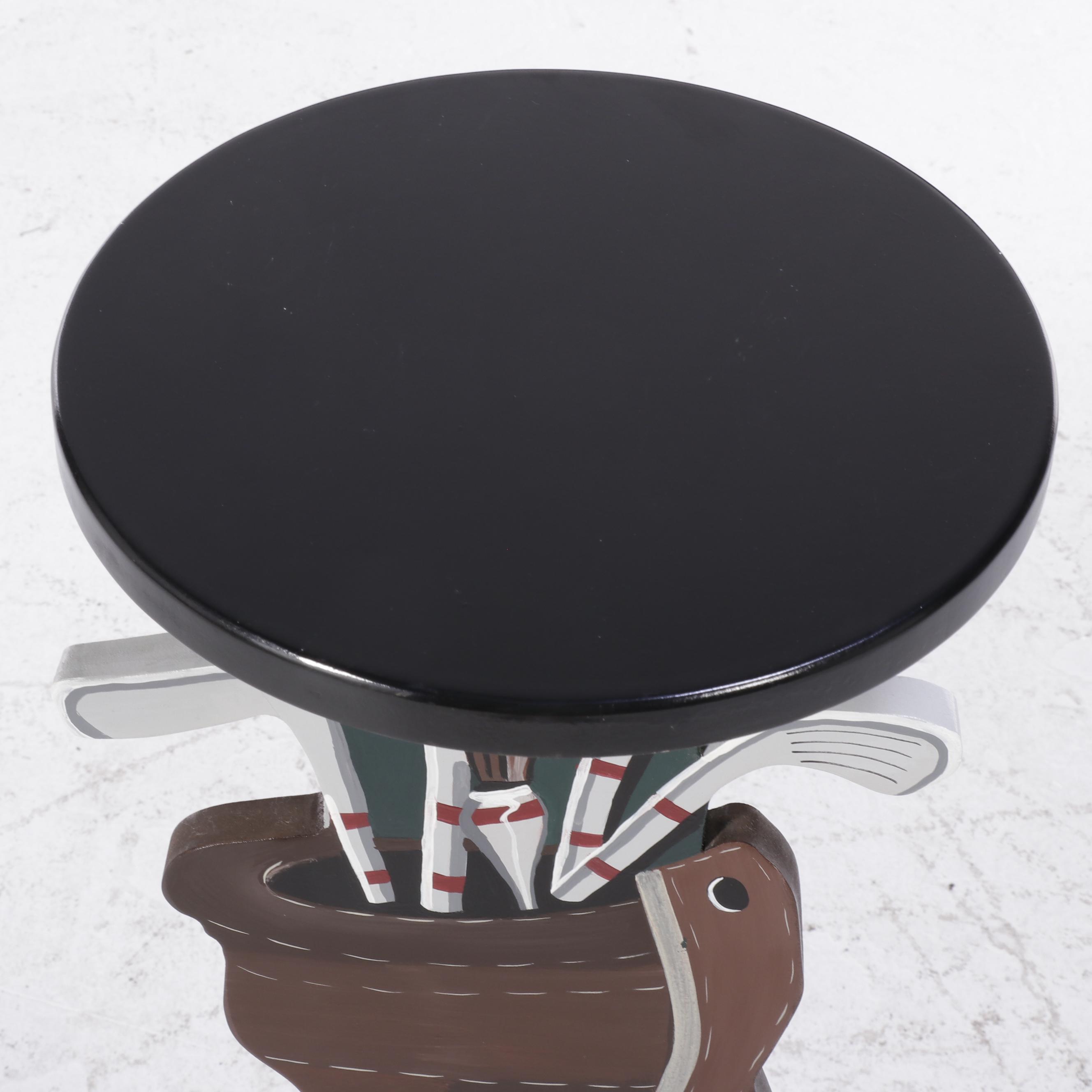 Golf Motif Painted Wooden Bar-Height Standing Table