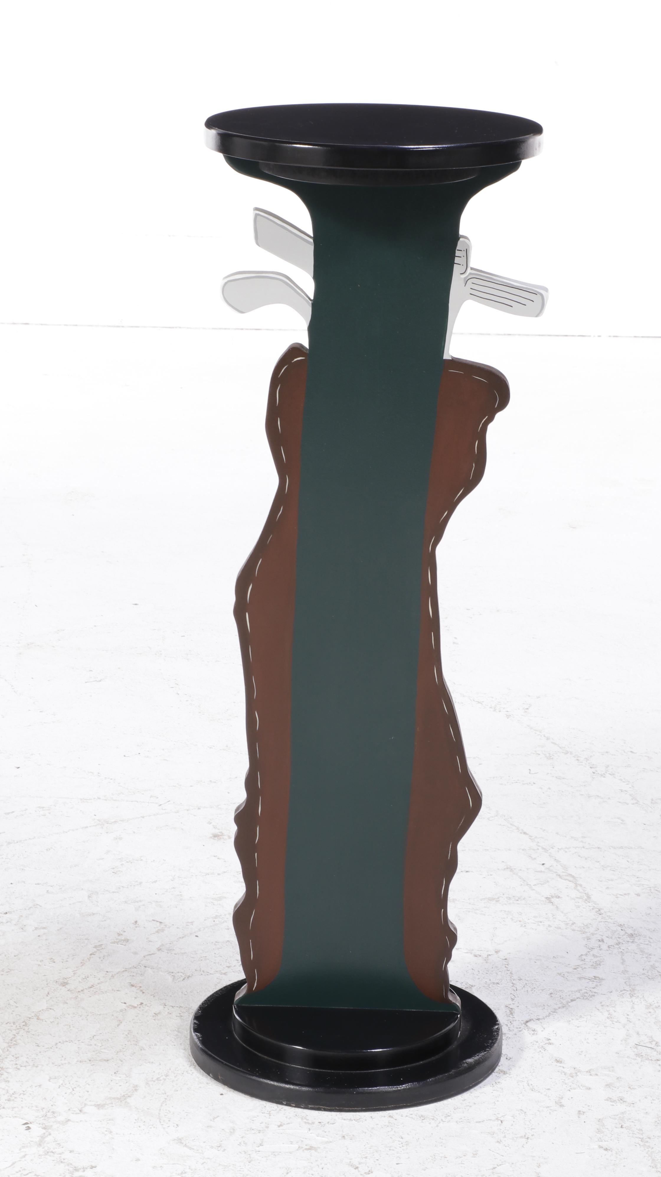 Golf Motif Painted Wooden Bar-Height Standing Table