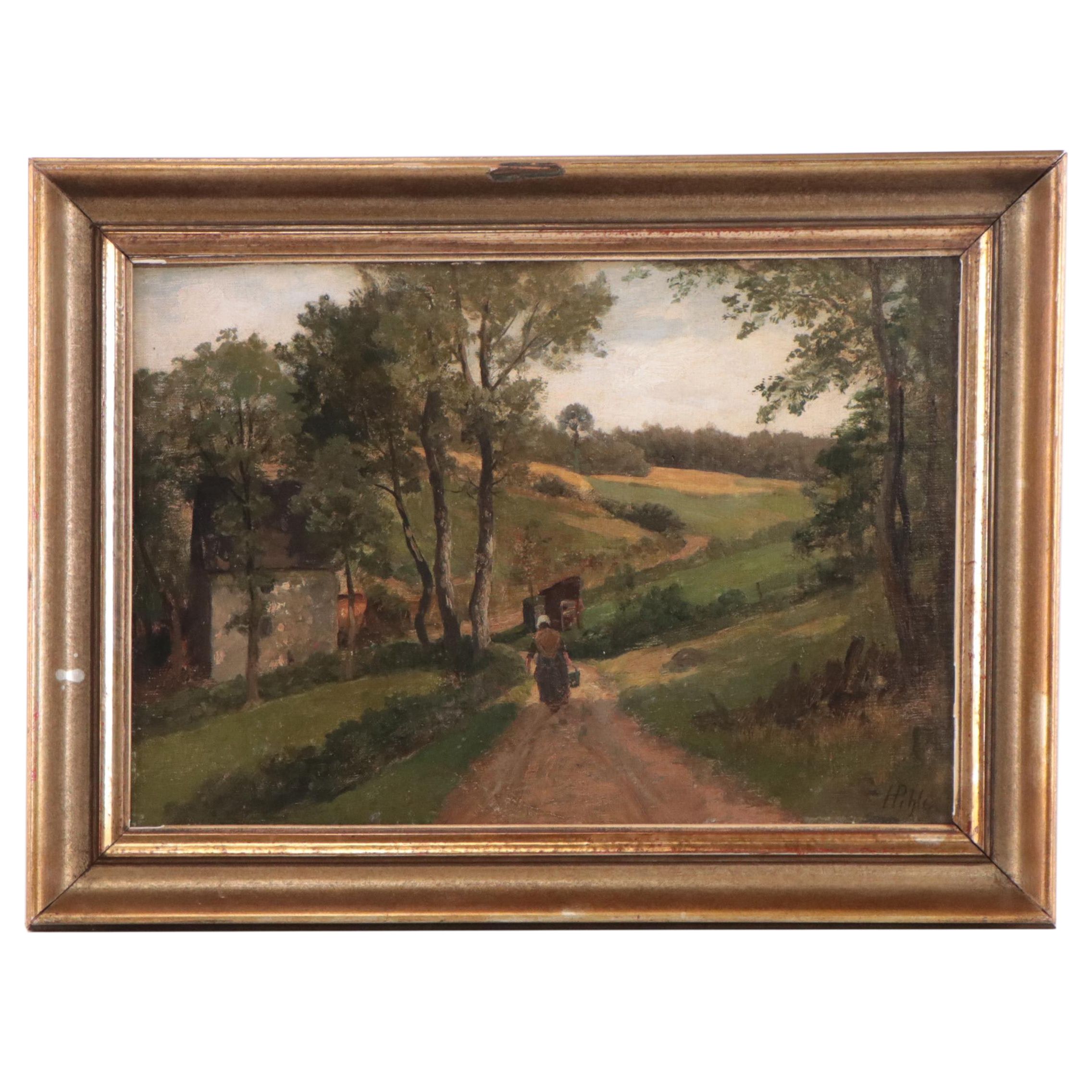 Hermann Pohle Oil Painting of a European School Forest Landscape