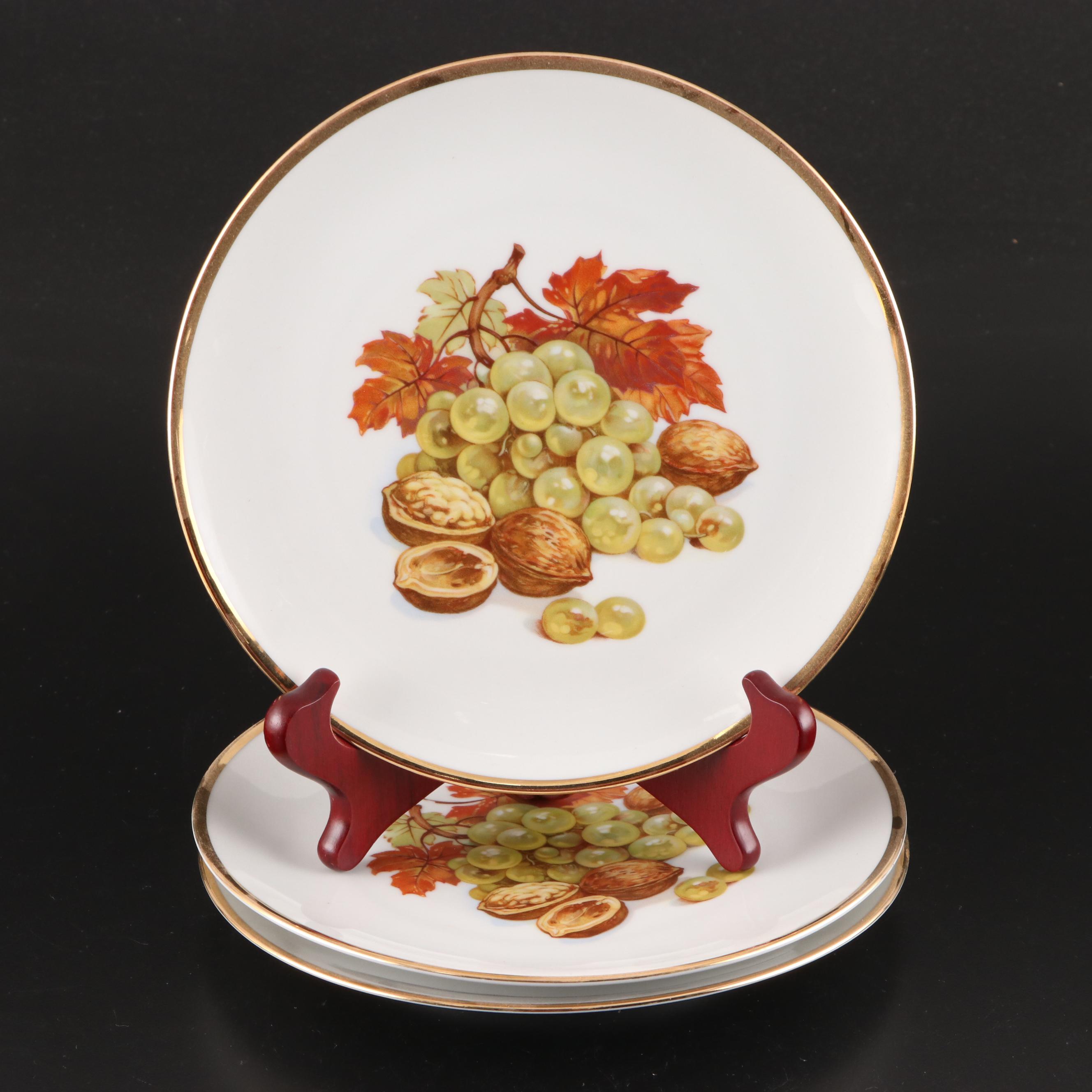 Bareuther Bavarian Gilt-Accented Porcelain Salad Plates, Mid-20th Century