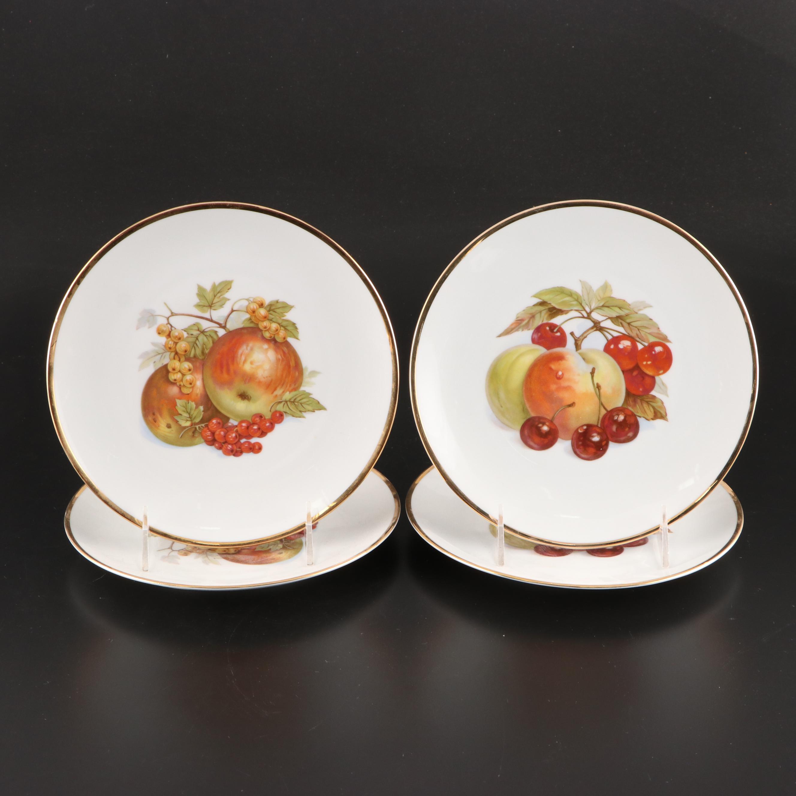 Bareuther Bavarian Gilt-Accented Porcelain Salad Plates, Mid-20th Century