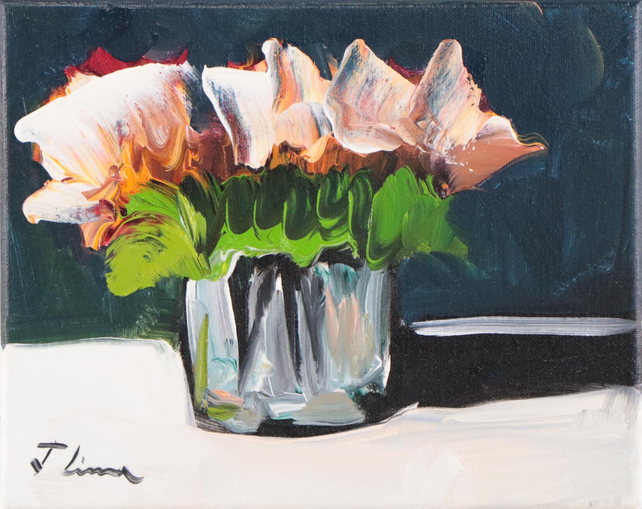 José M. Lima Floral Still Life Oil Painting, 2023