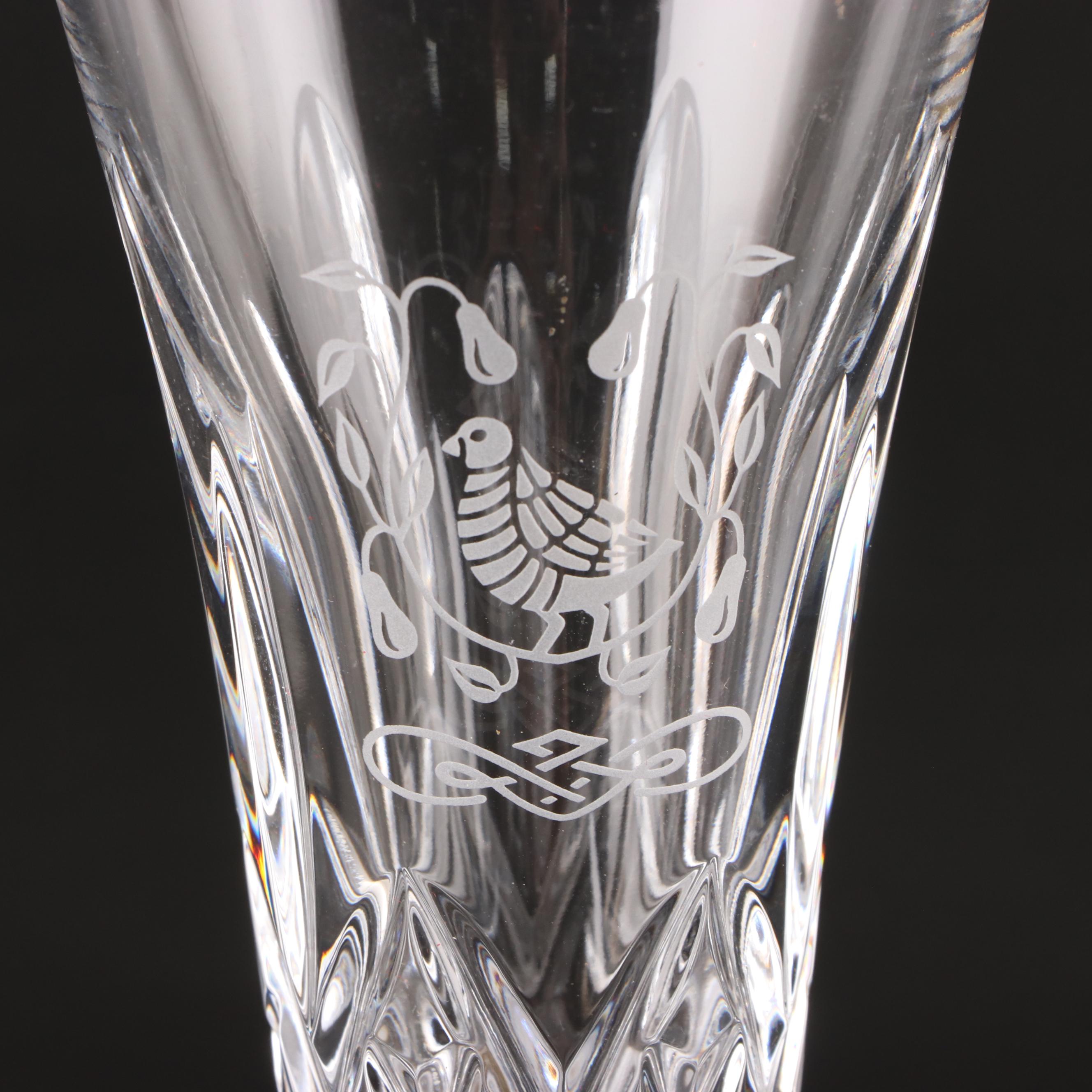Waterford Crystal  "The 12 Days of Christmas" Lismore Edition Champagne Flutes