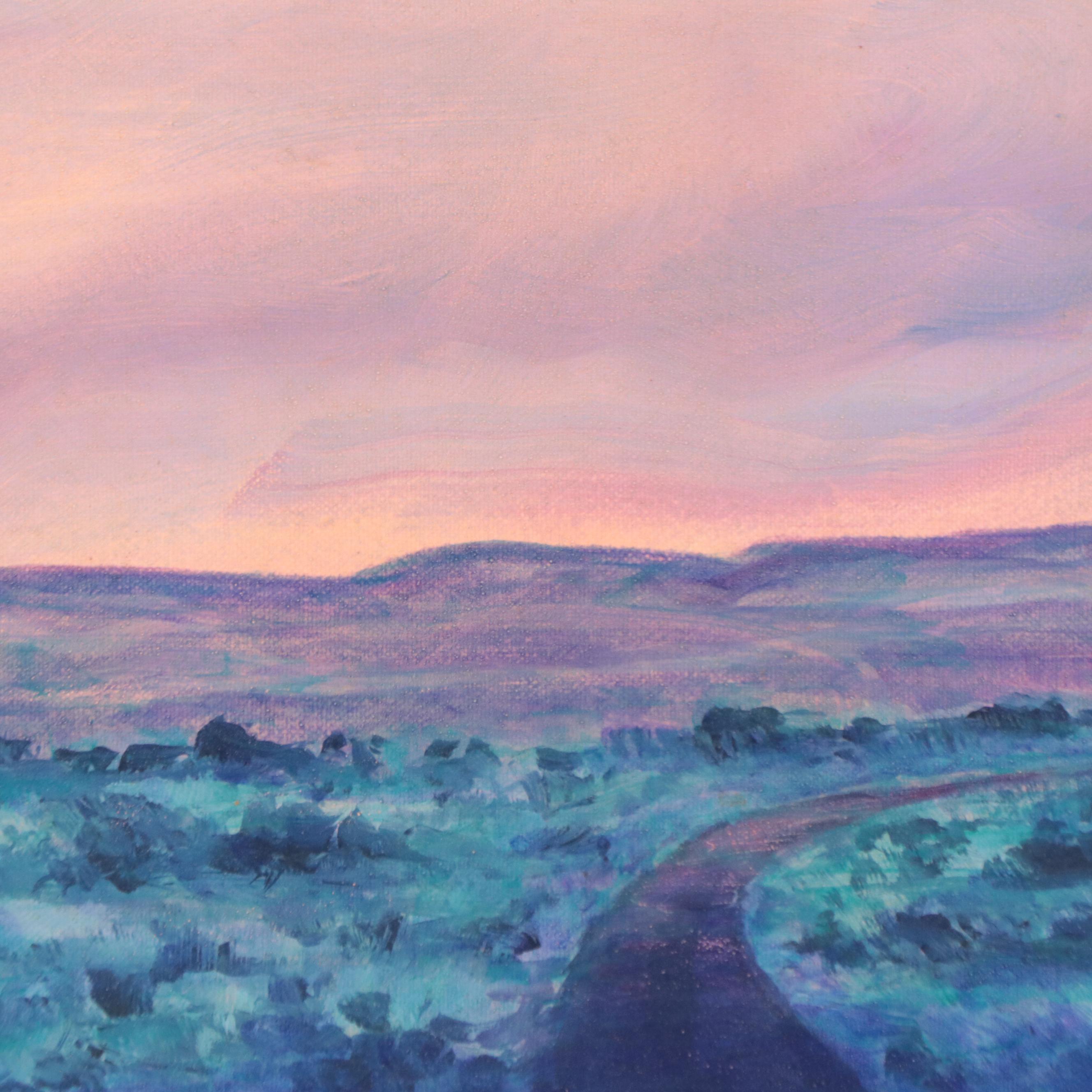 Landscape Oil Painting of a Sunset Over Mesa, 1994