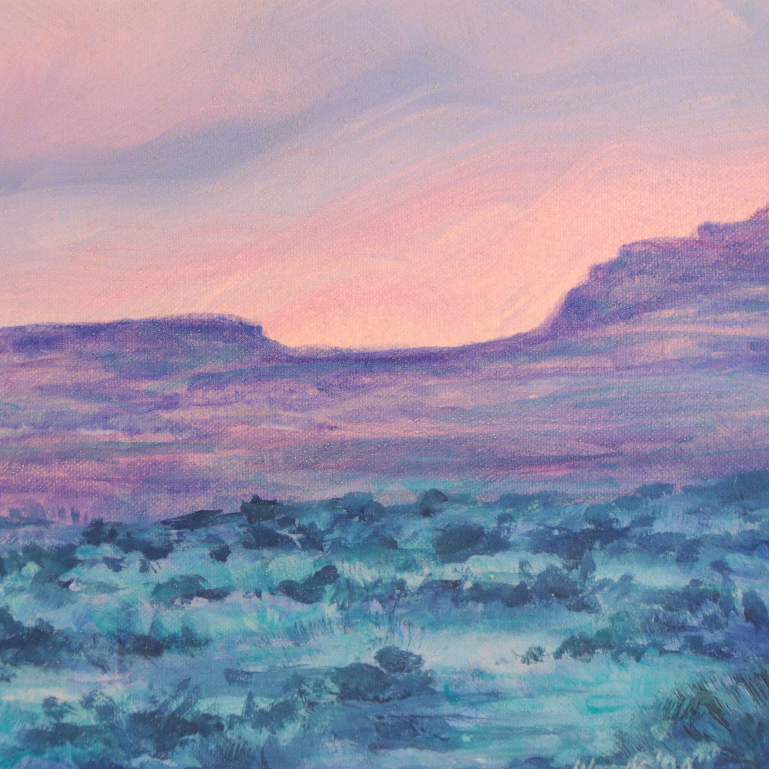 Landscape Oil Painting of a Sunset Over Mesa, 1994