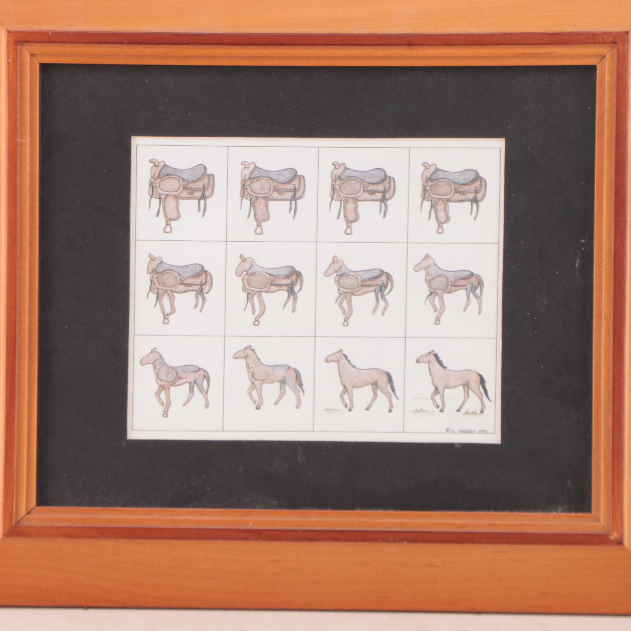 After Elizabeth Halsey Transformation Print of Saddle to Horse and More