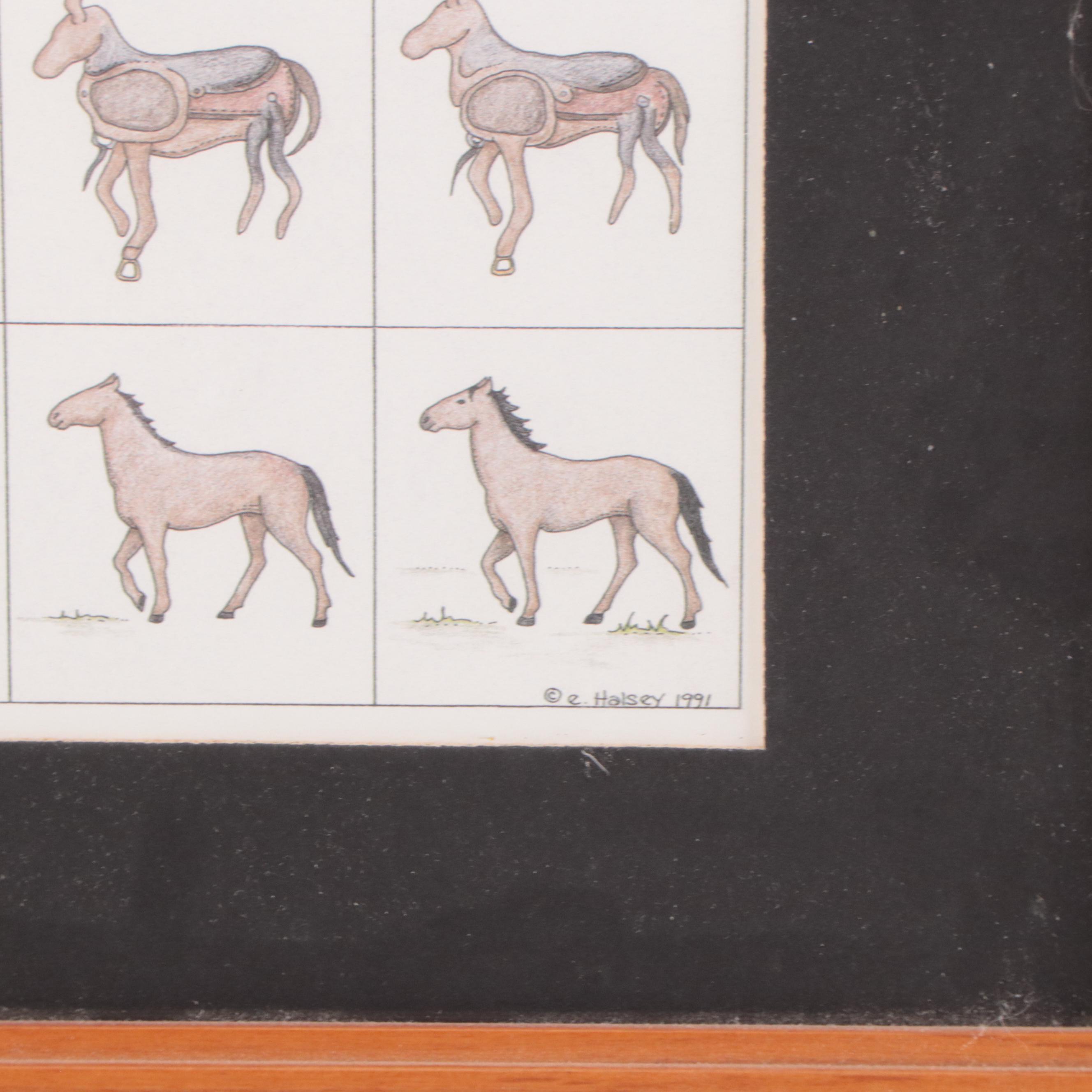 After Elizabeth Halsey Transformation Print of Saddle to Horse and More