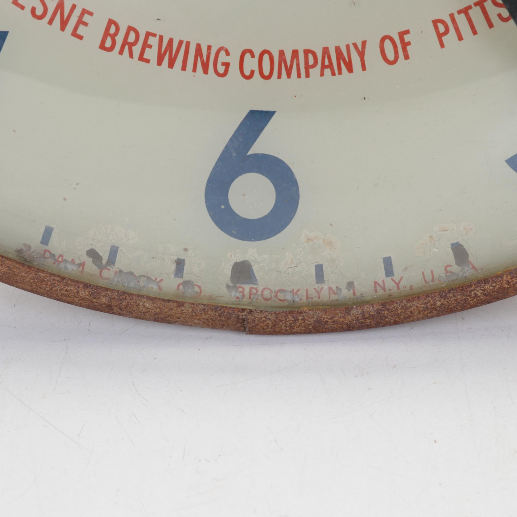 1950s Pam Clock Co. Duquesne Pilsener Illuminated Advertising Beer Clock