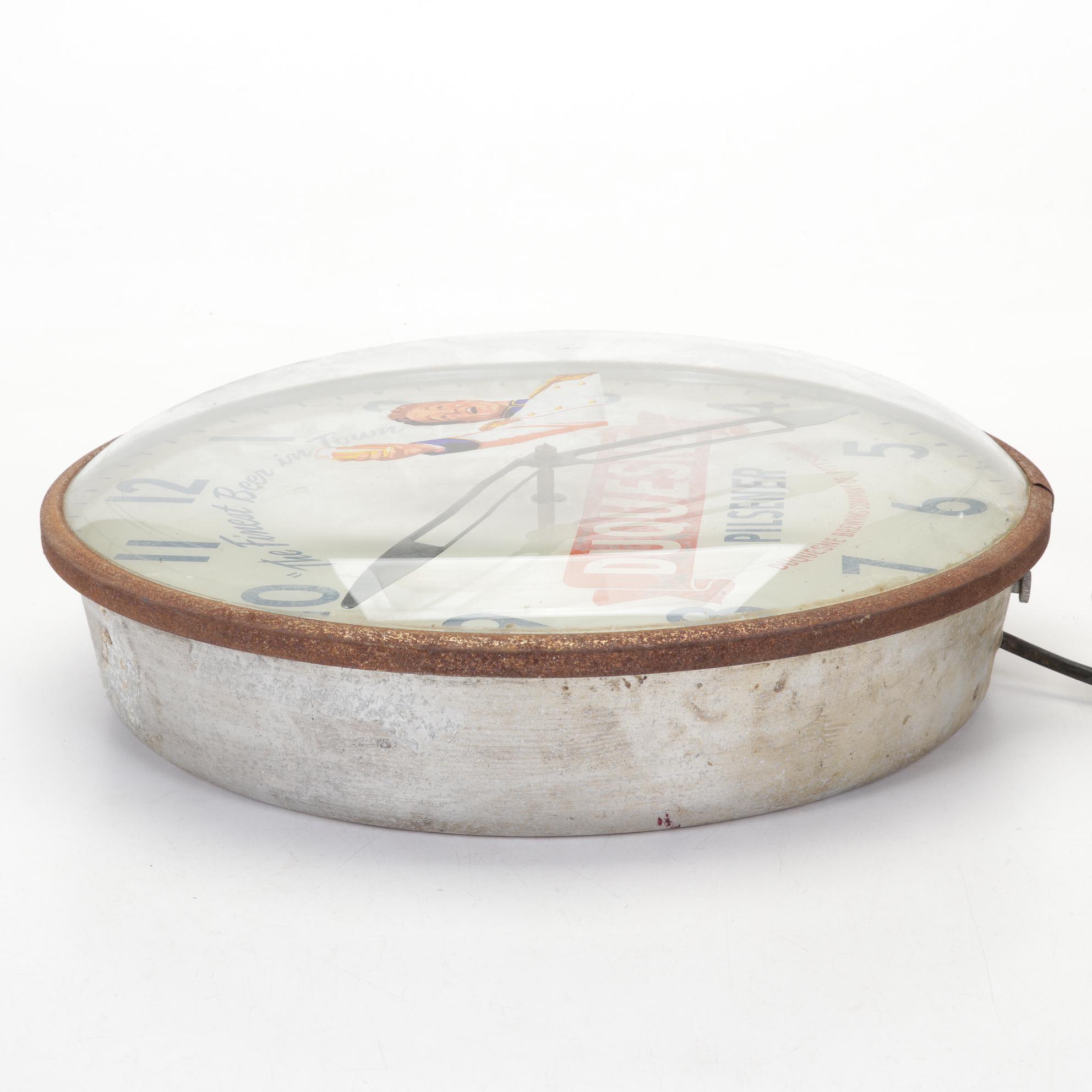 1950s Pam Clock Co. Duquesne Pilsener Illuminated Advertising Beer Clock