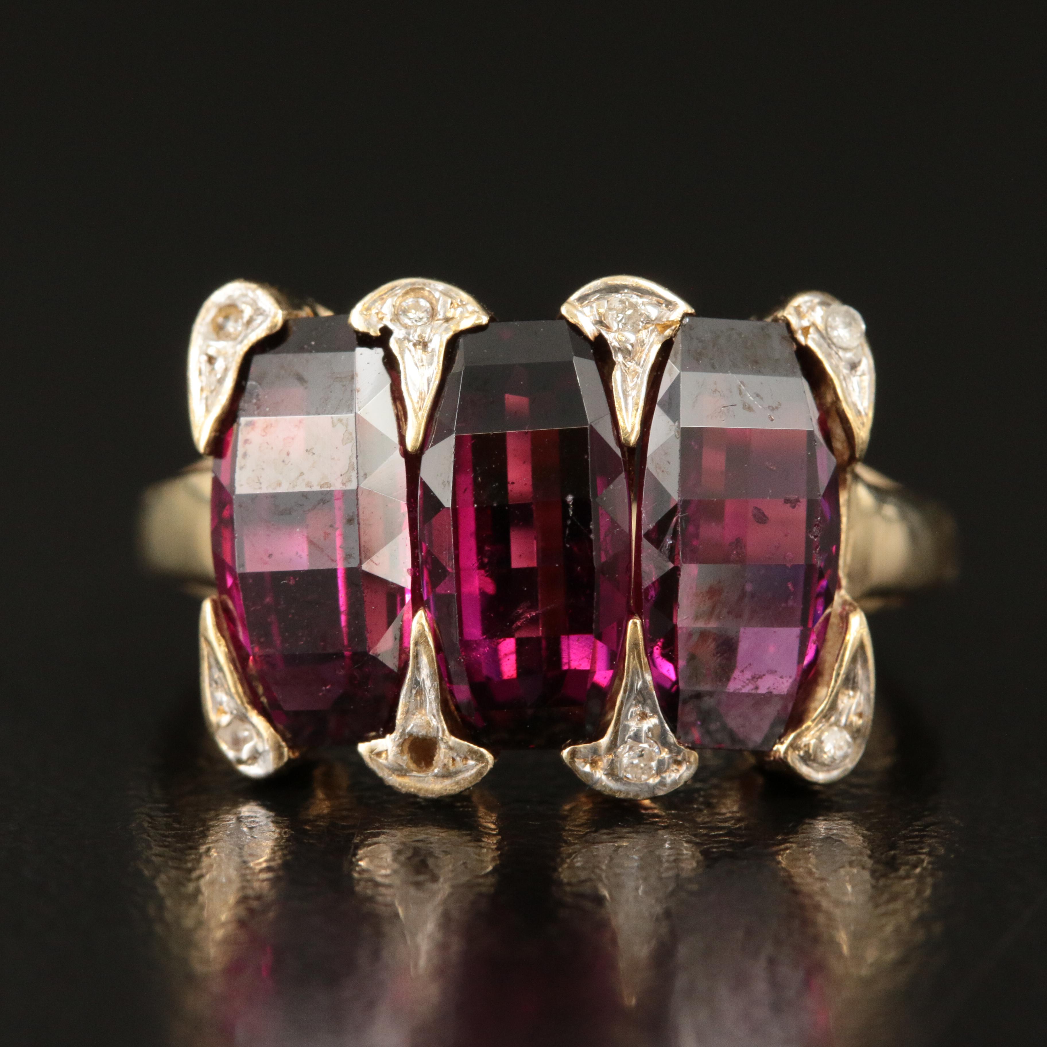 14K Garnet and Diamond Ring