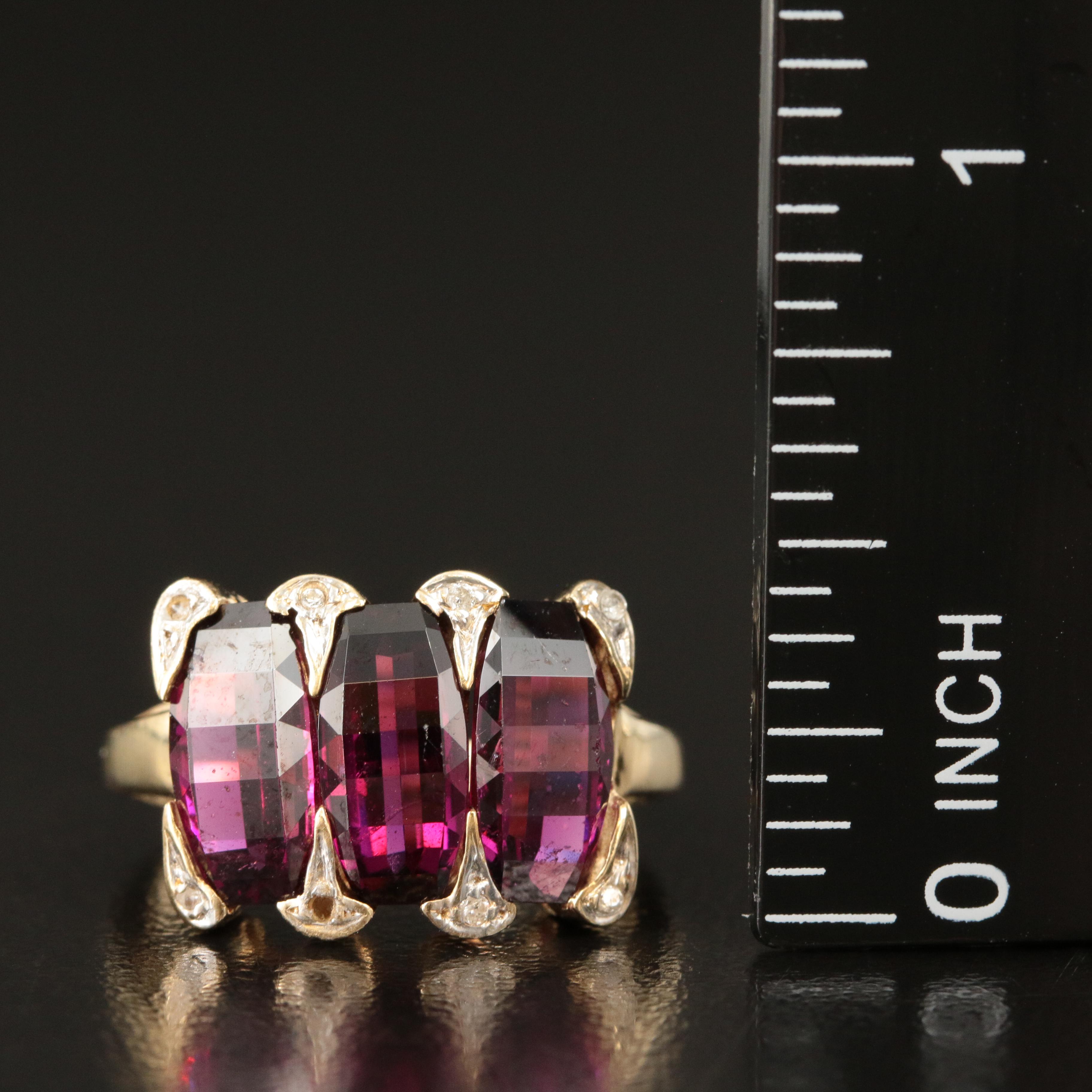 14K Garnet and Diamond Ring